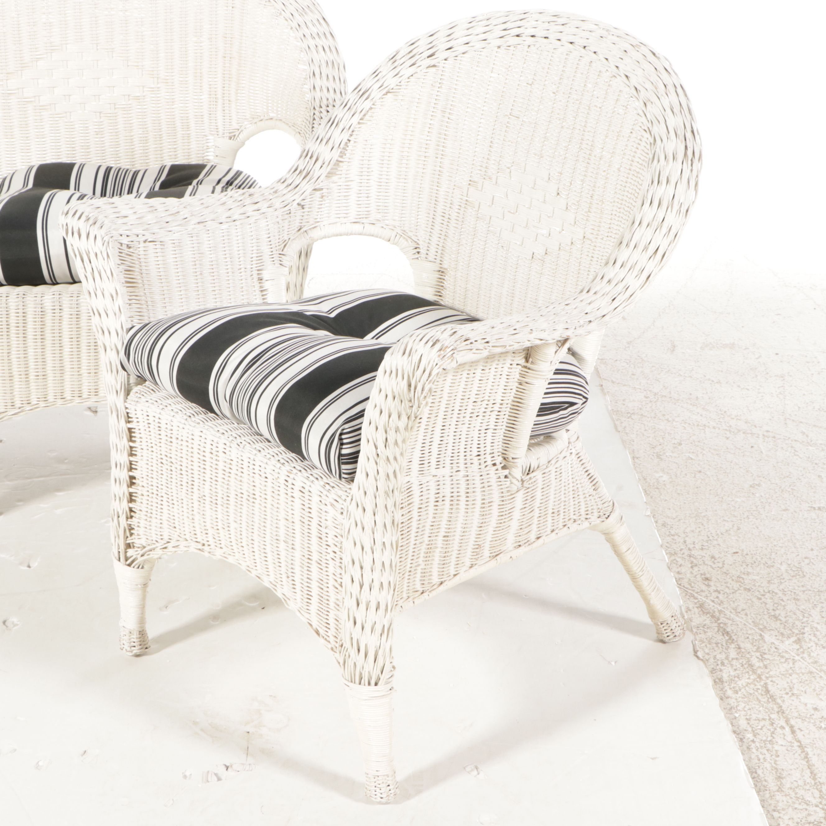 Wicker Loveseat with Pair of Armchairs