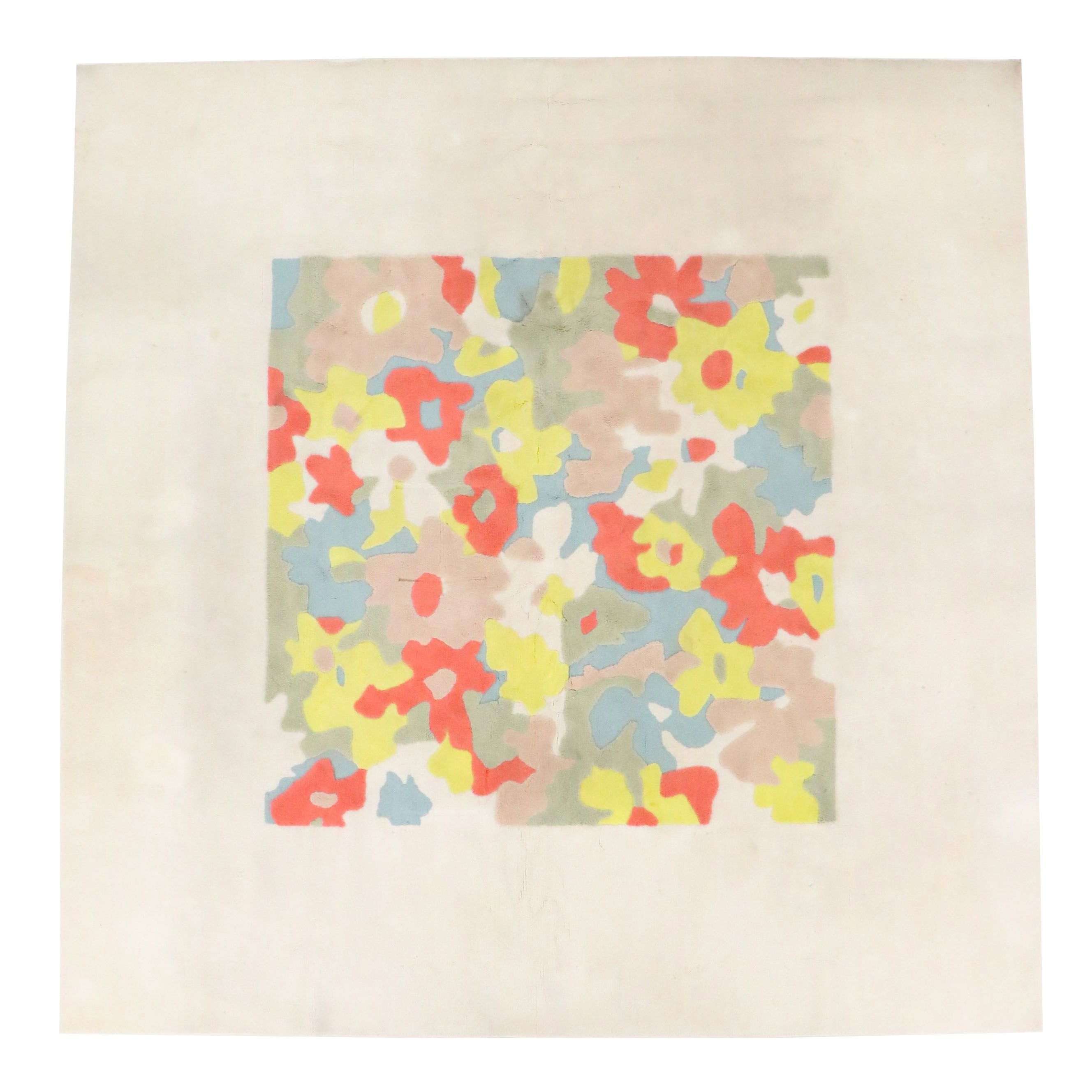 12' x 12' Machine Made Modernist Style Floral Room-Sized Rug