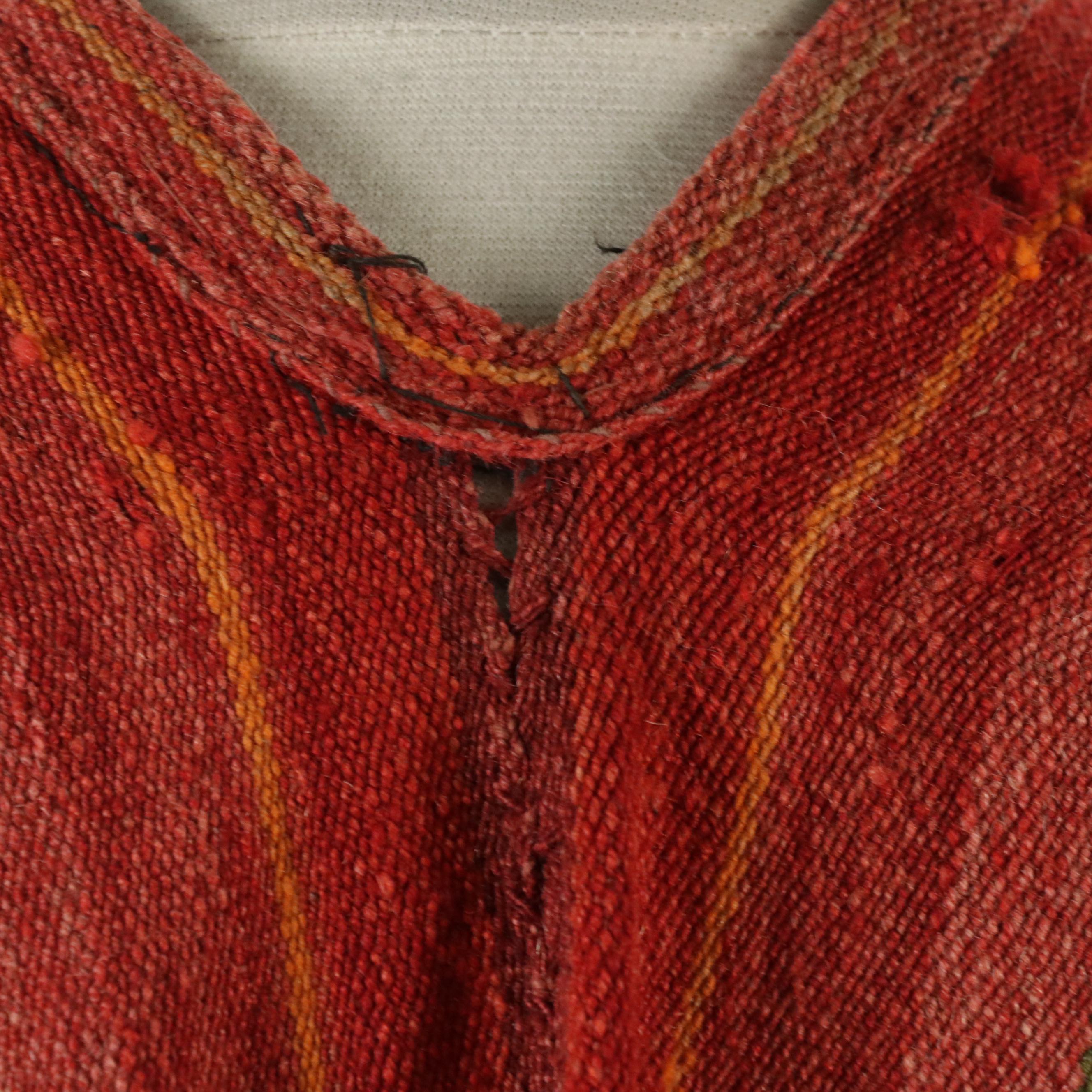 Vintage Handmade Woven Striped Poncho