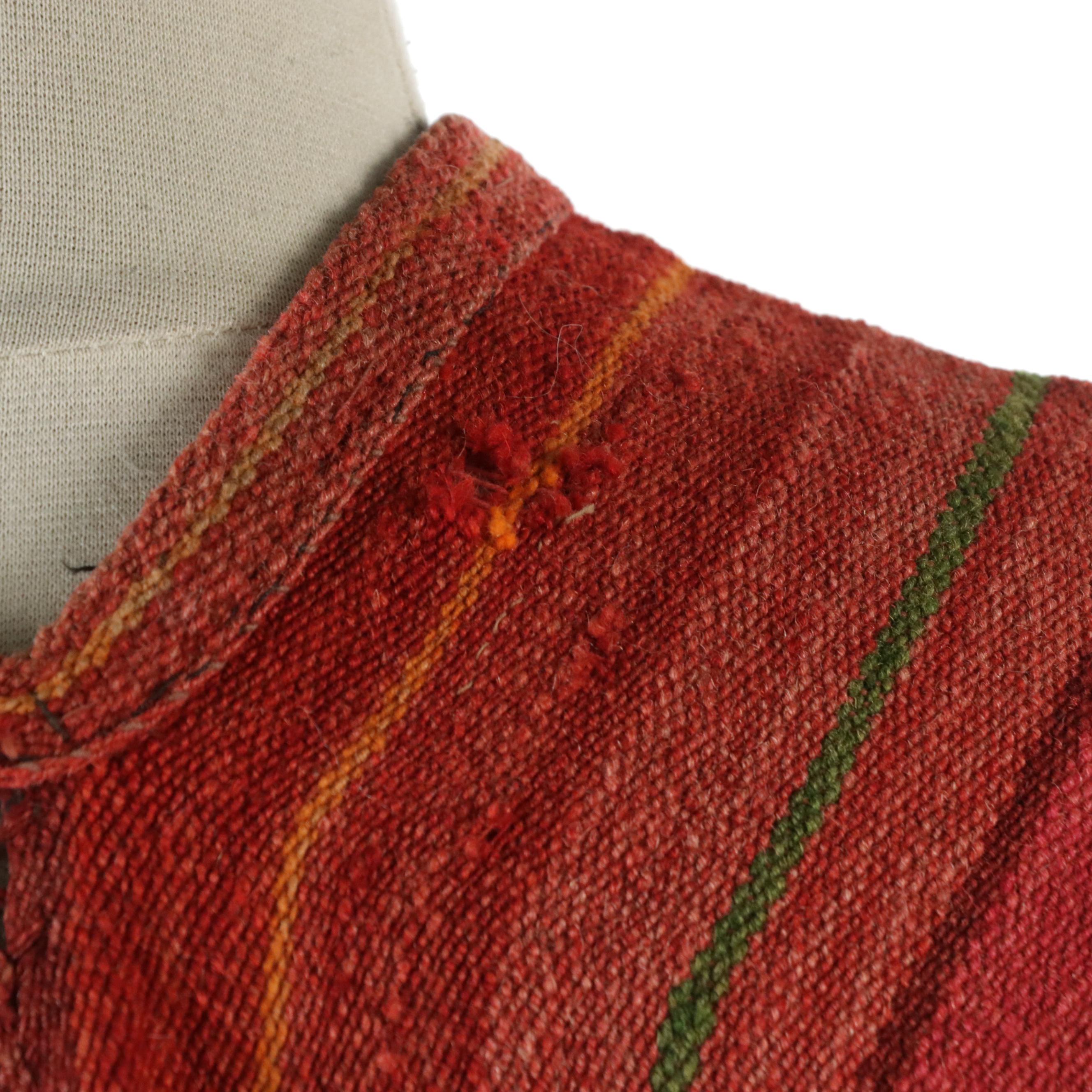 Vintage Handmade Woven Striped Poncho