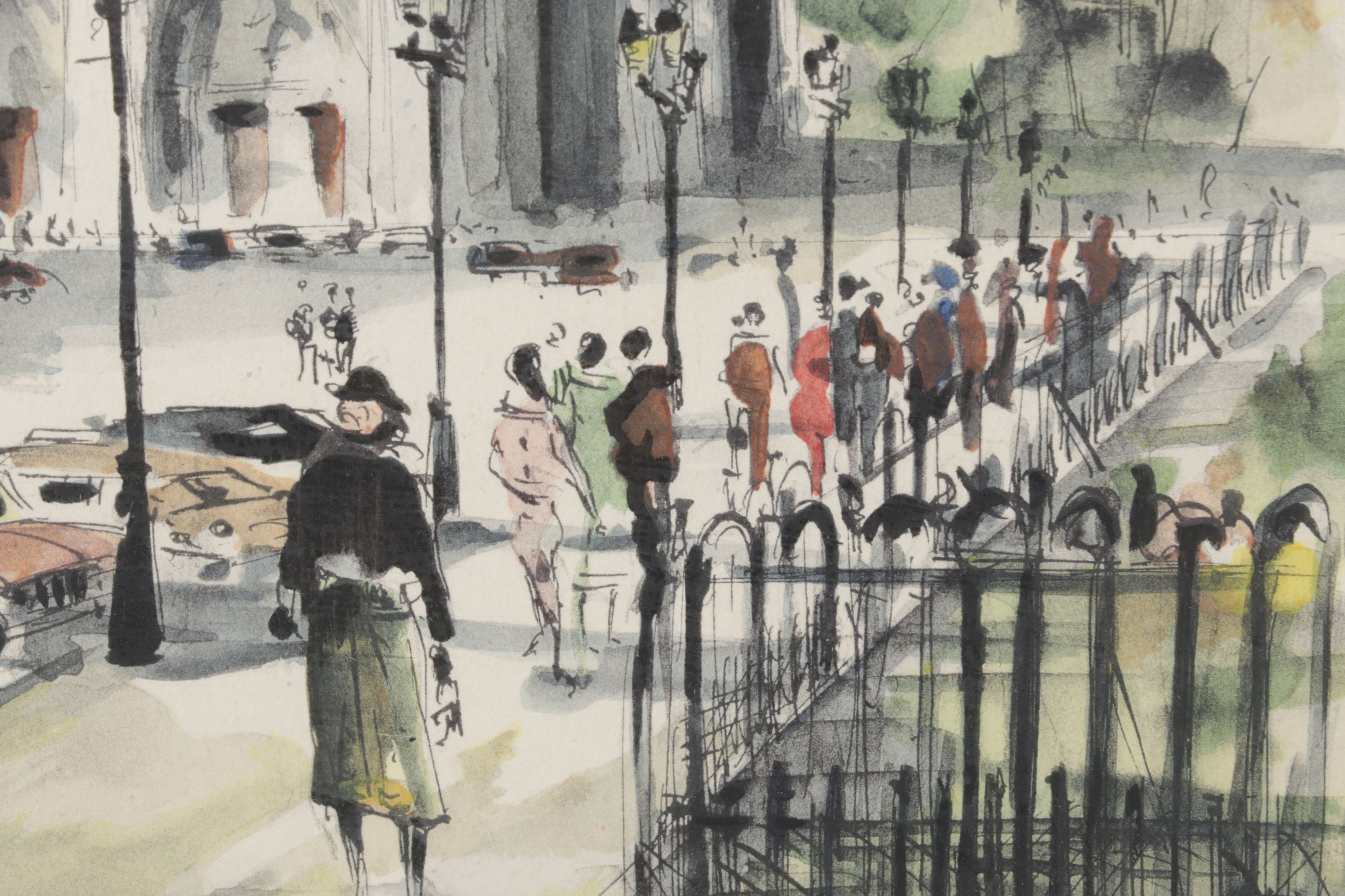 G. LeLong "Paris, La Tour Eiffel" and "Paris, Notre Dame" Watercolor Paintings