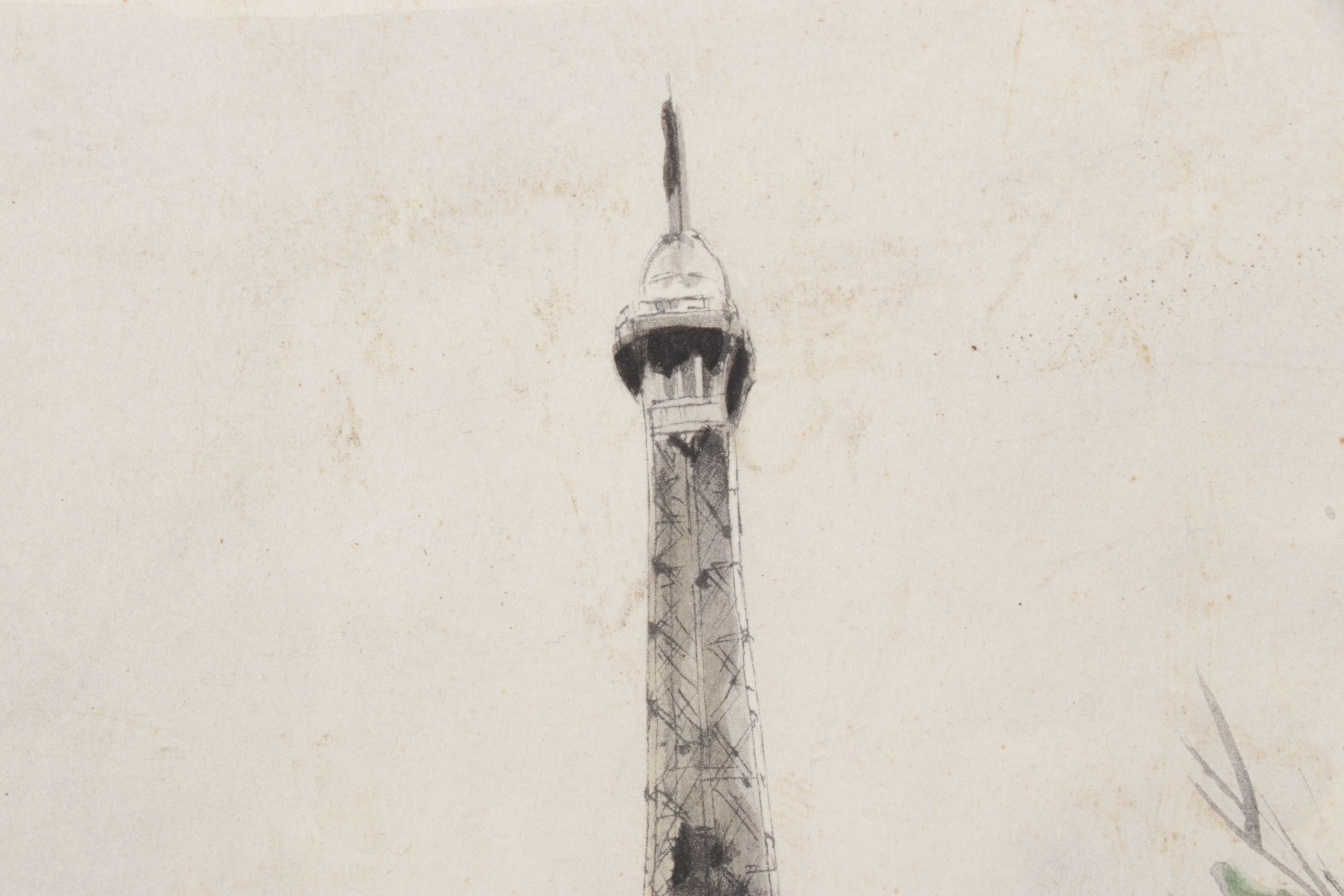 G. LeLong "Paris, La Tour Eiffel" and "Paris, Notre Dame" Watercolor Paintings