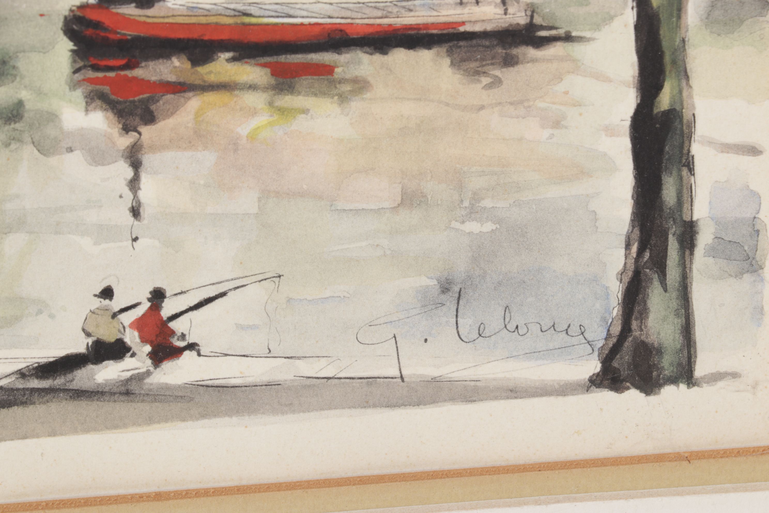 G. LeLong "Paris, La Tour Eiffel" and "Paris, Notre Dame" Watercolor Paintings