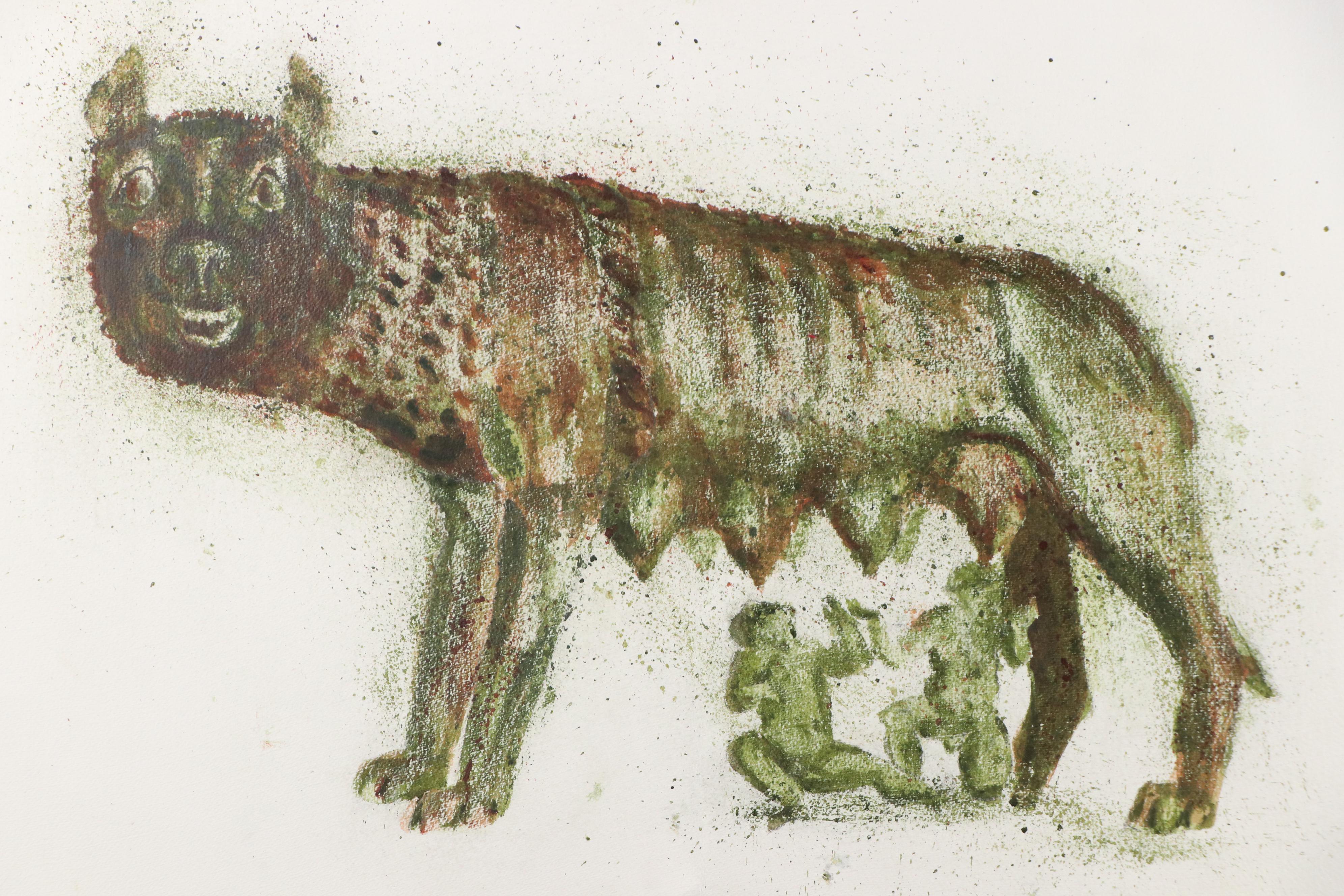 Chris Ritter Modernist Capitoline Wolf Watercolor, Circa 1940
