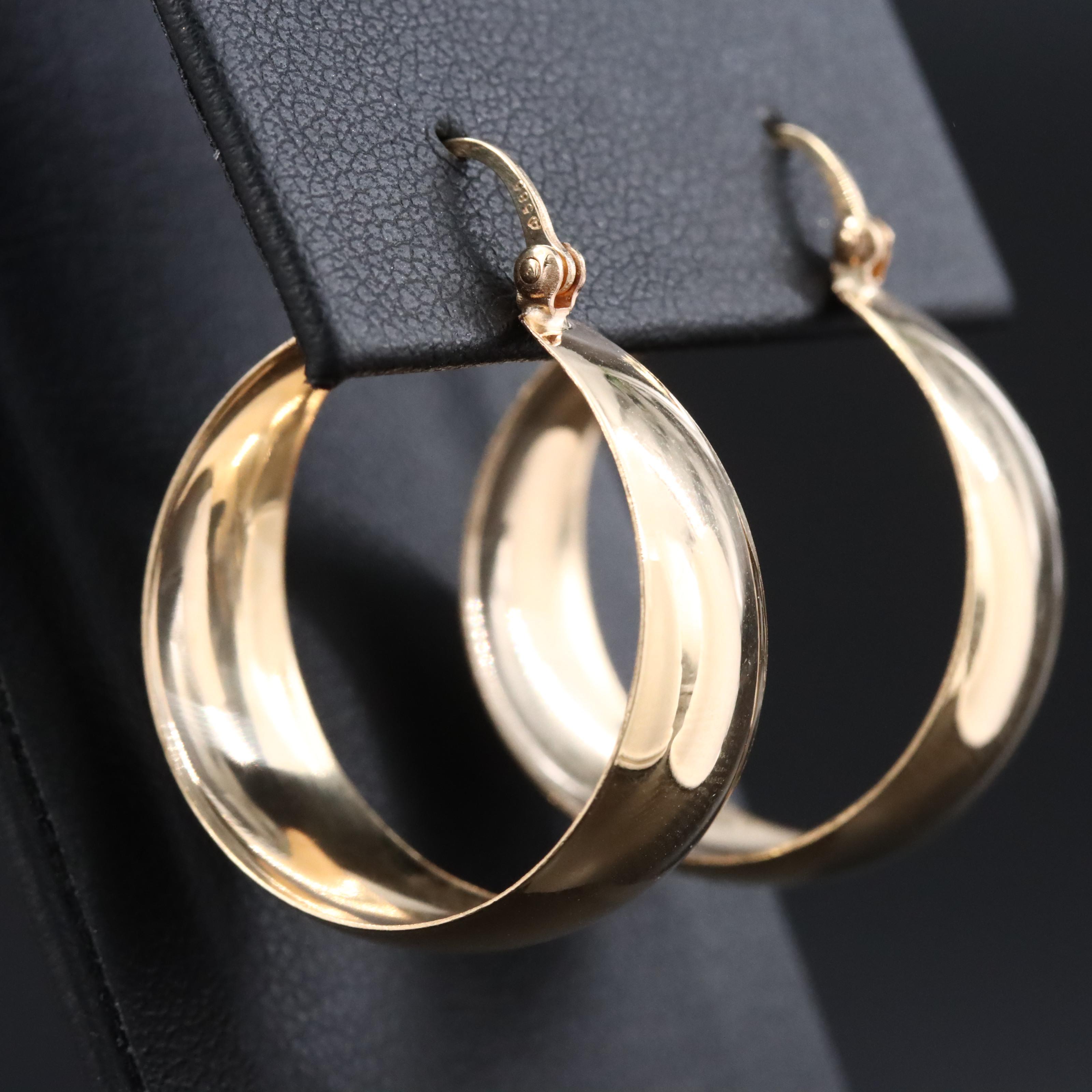 14K Tapered Hoop Earrings