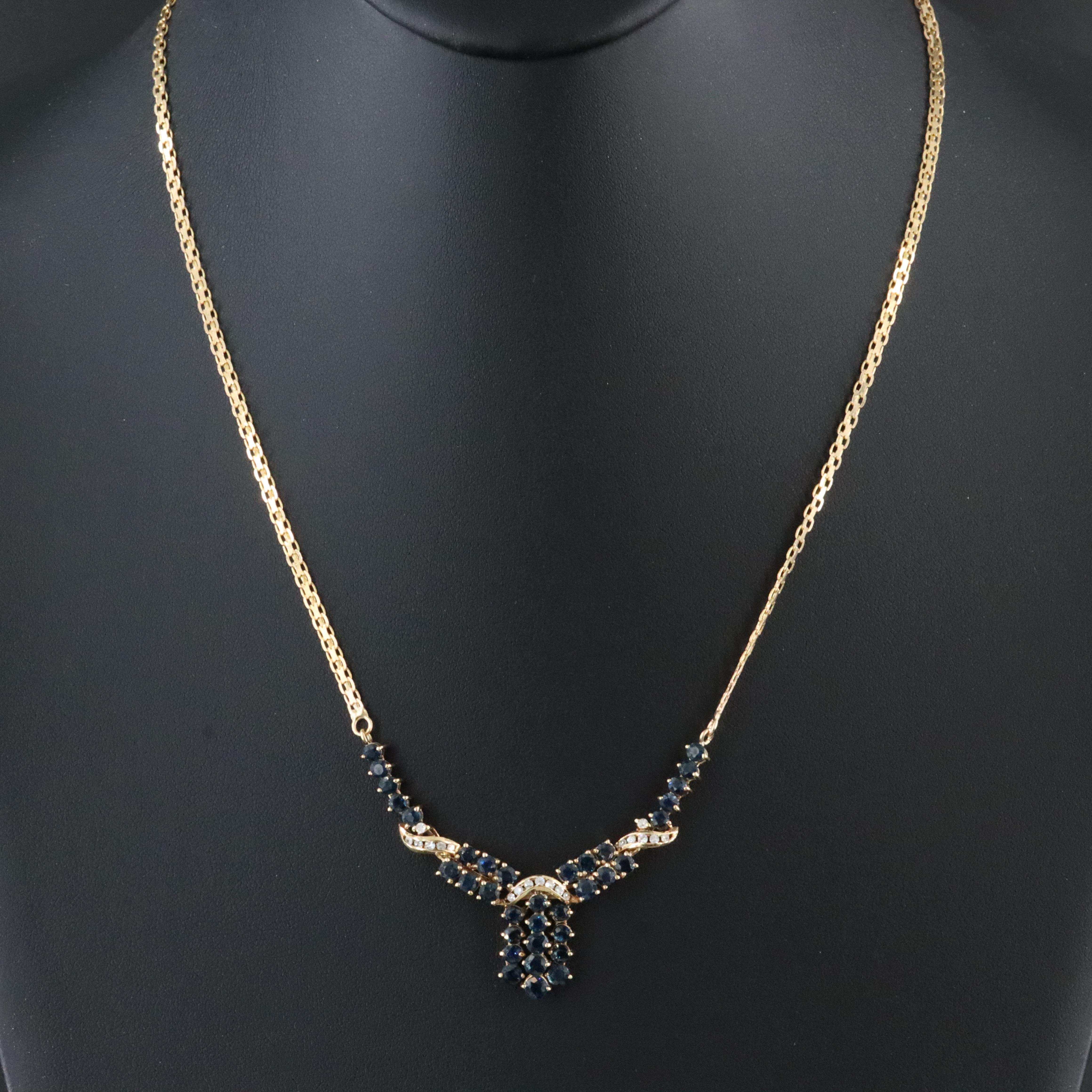 14K Sapphire and Diamond Necklace