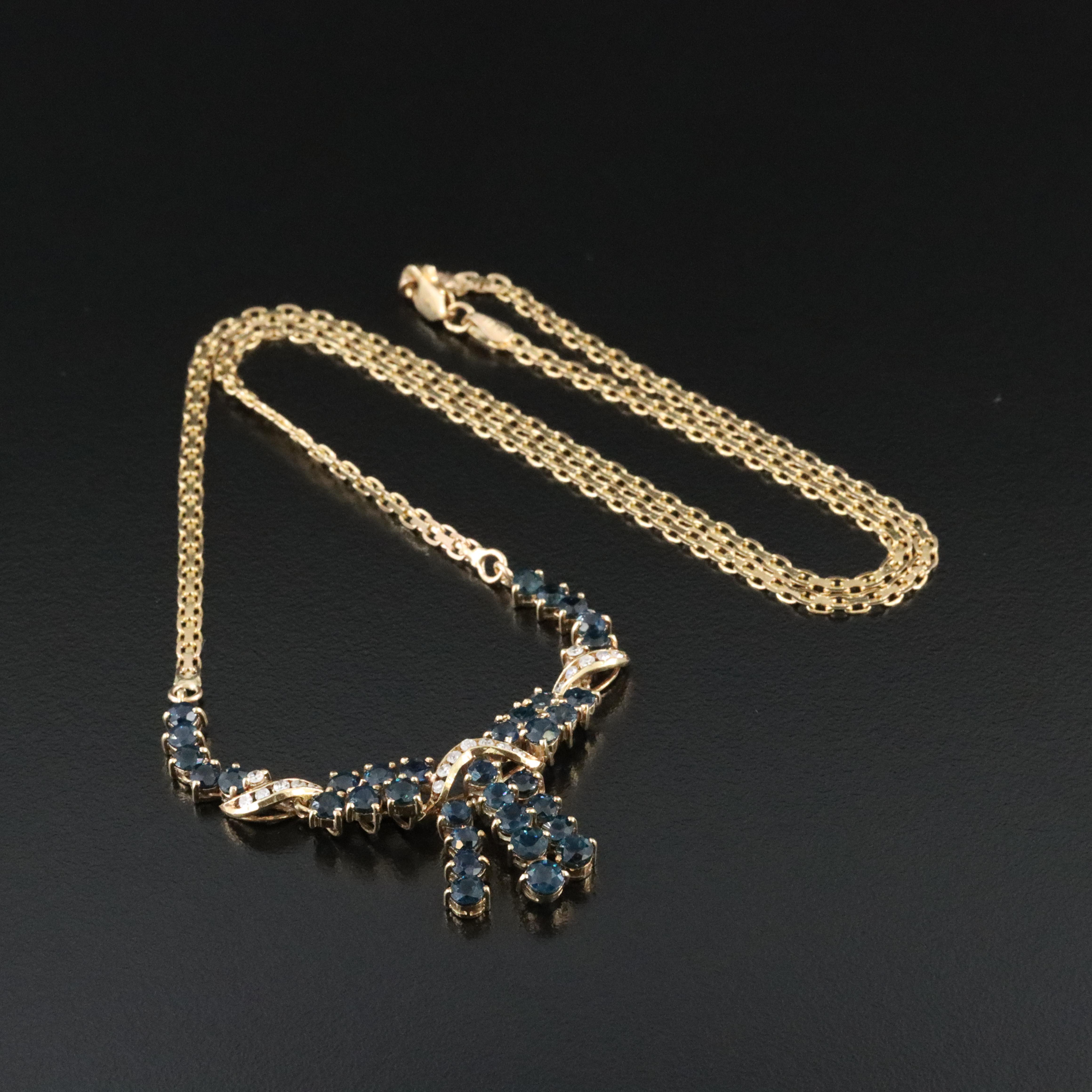 14K Sapphire and Diamond Necklace