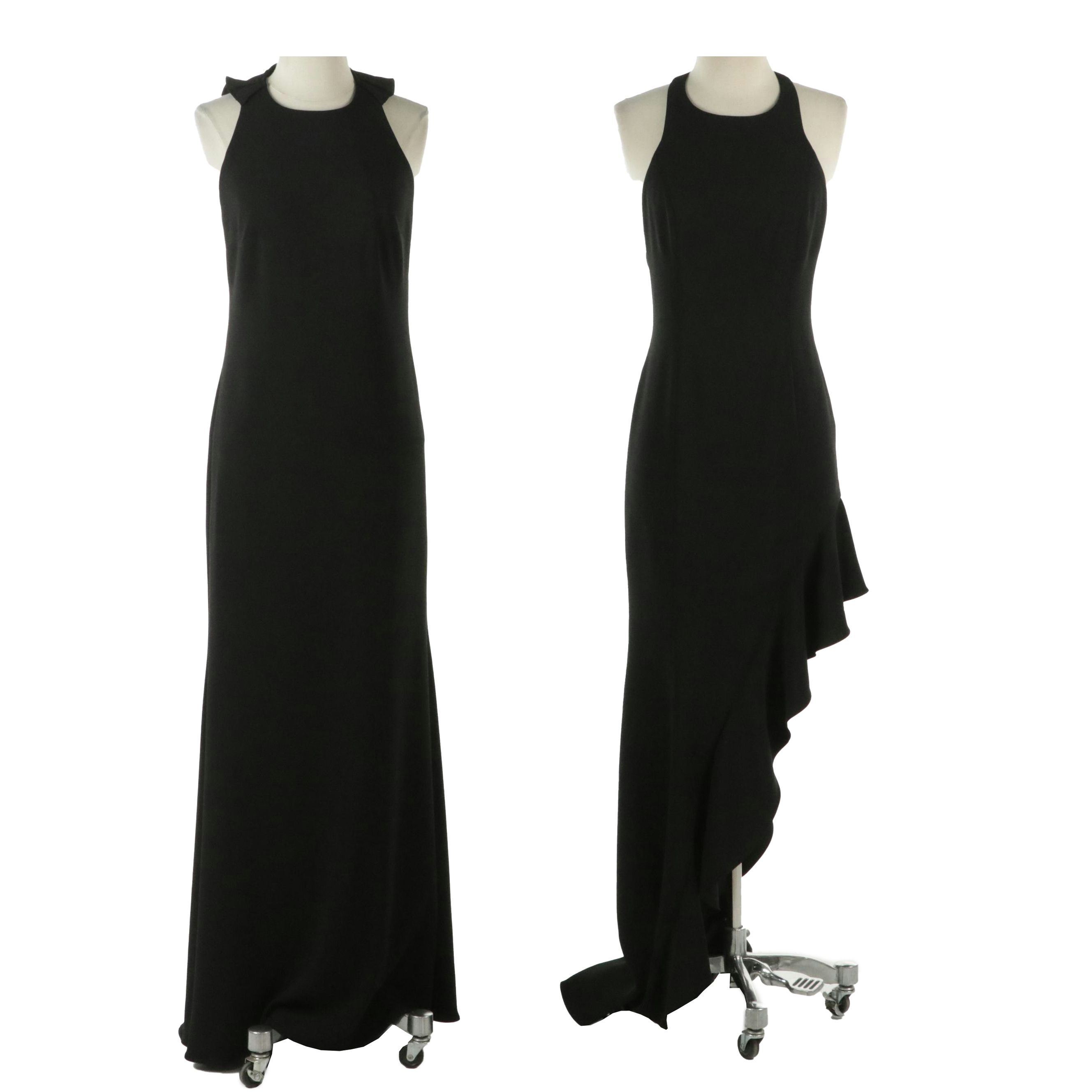 Jay Godfrey Asymmetrical Ruffled Maxi Gown, Badgley Mischka Ruffled Back Gown