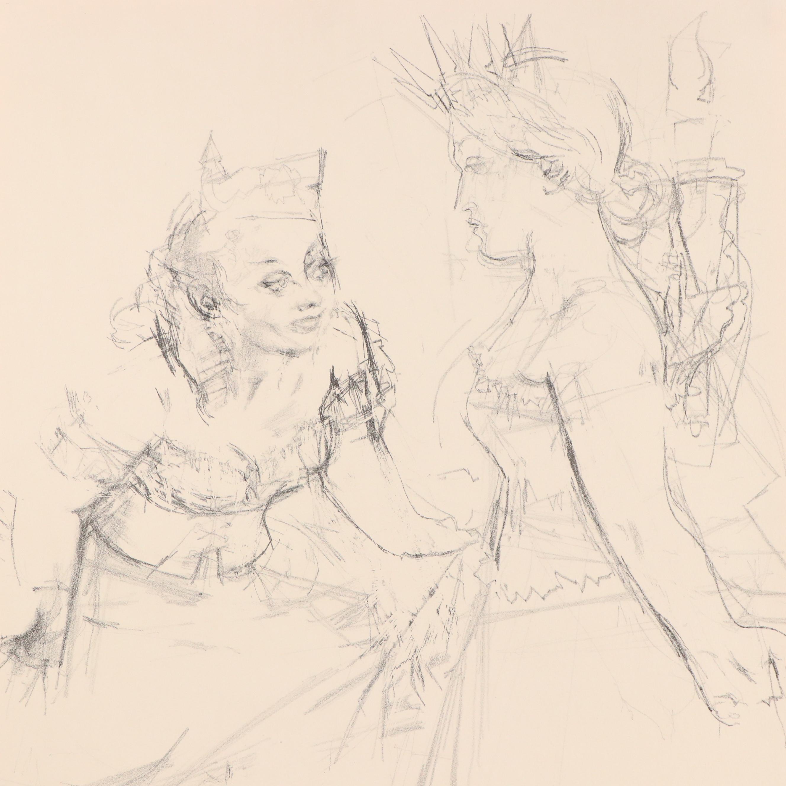 Jack Levine Lithograph "Marianne and The Goddess of Liberty," 1967