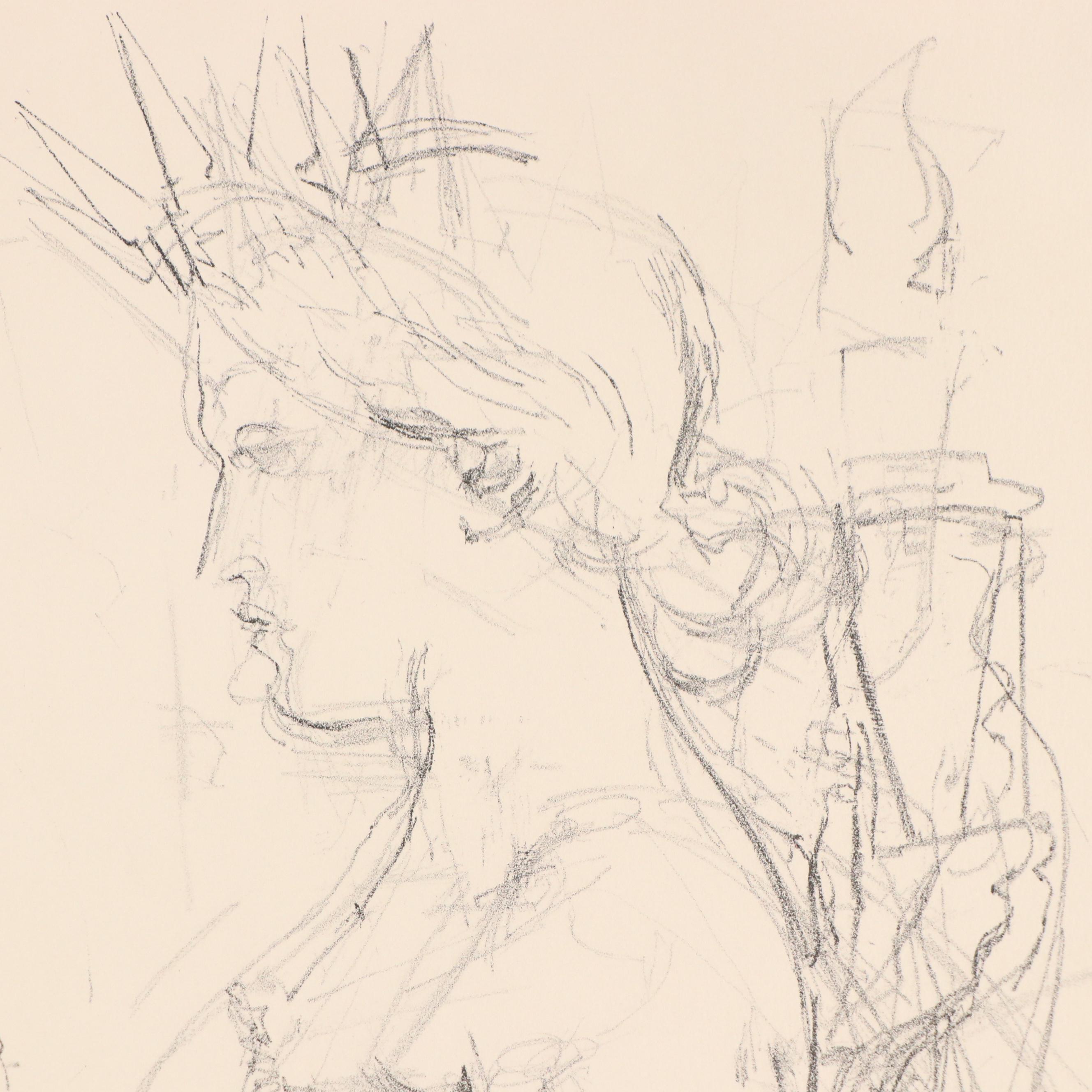 Jack Levine Lithograph "Marianne and The Goddess of Liberty," 1967