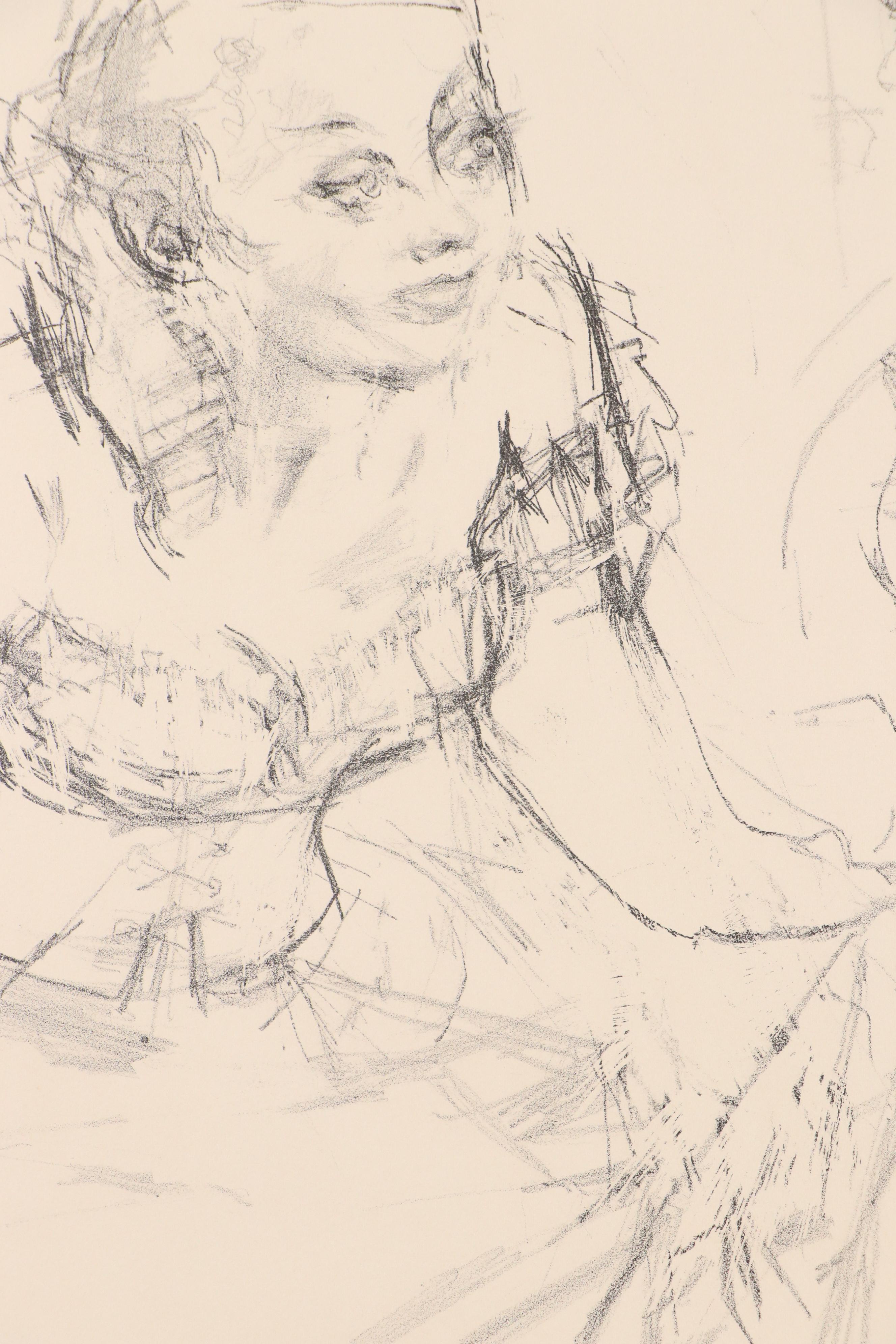 Jack Levine Lithograph "Marianne and The Goddess of Liberty," 1967