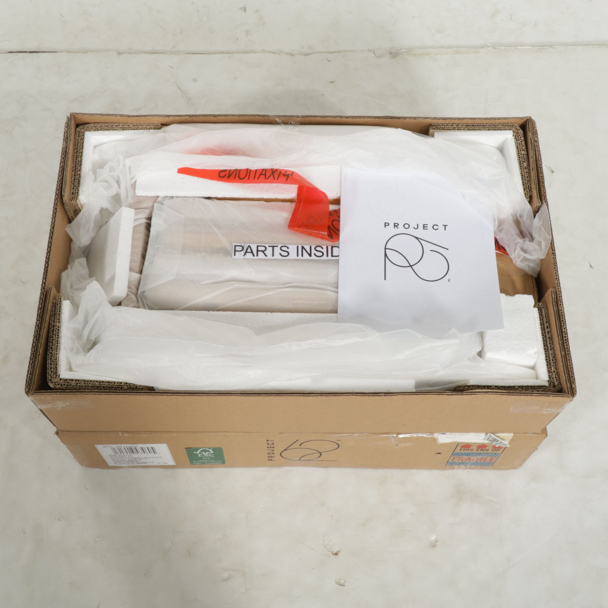 Two Project 62 Tarawitt Natural Finish Modern Cane Ottomans