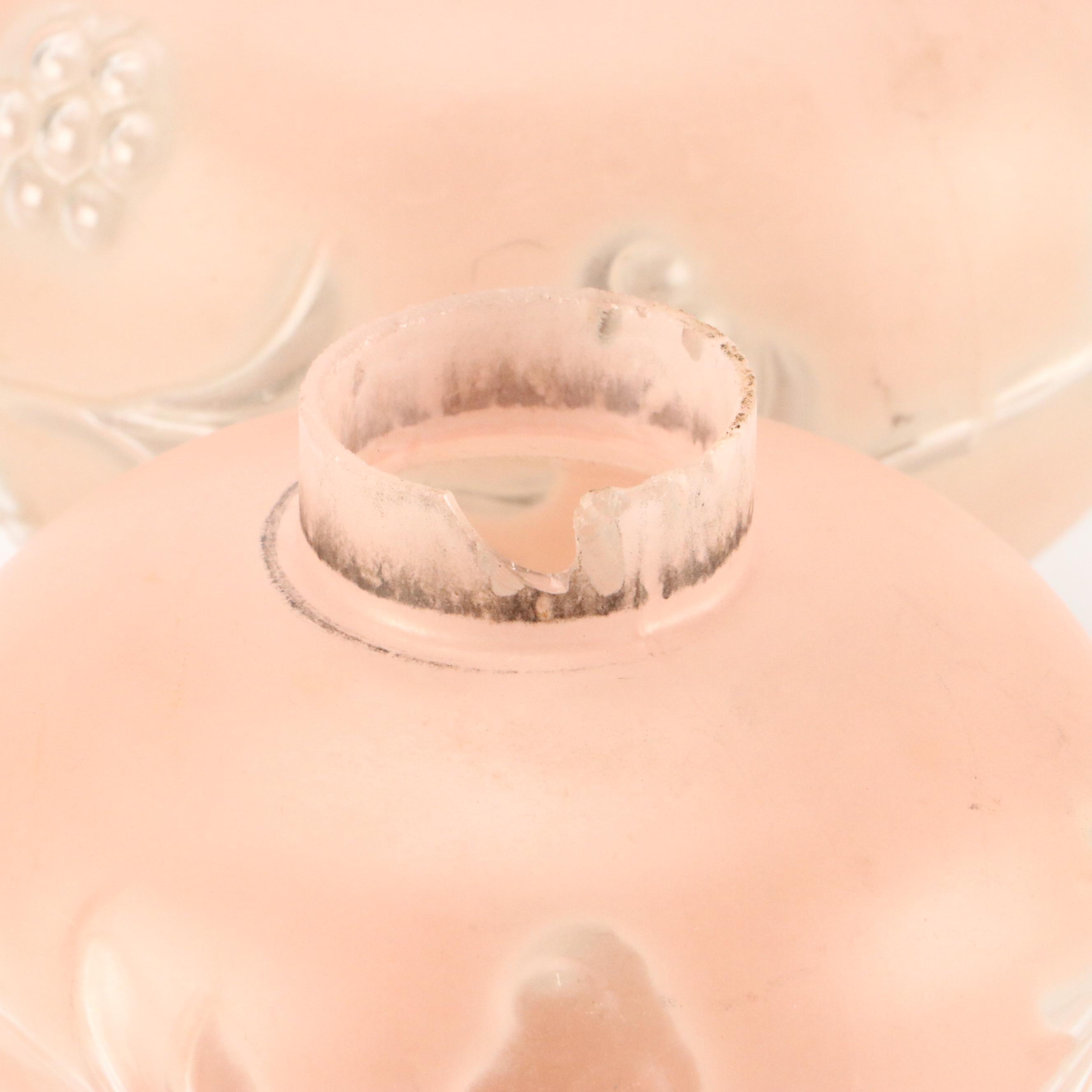 Victorian Style Frosted Pink Glass Boudoir Lamp, Mid-20th Century