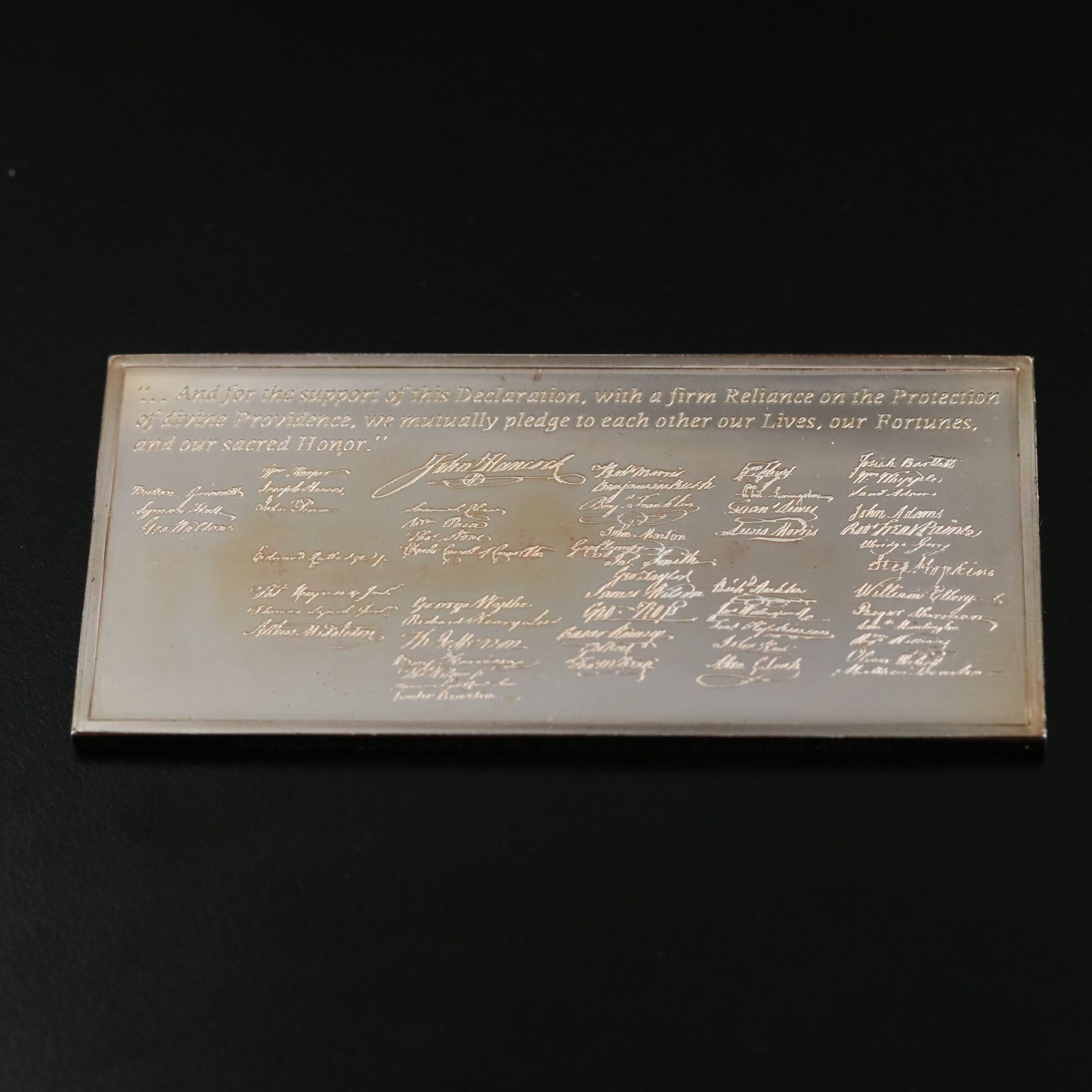 Declaration of Independence Commemorative .999 Silver Bar