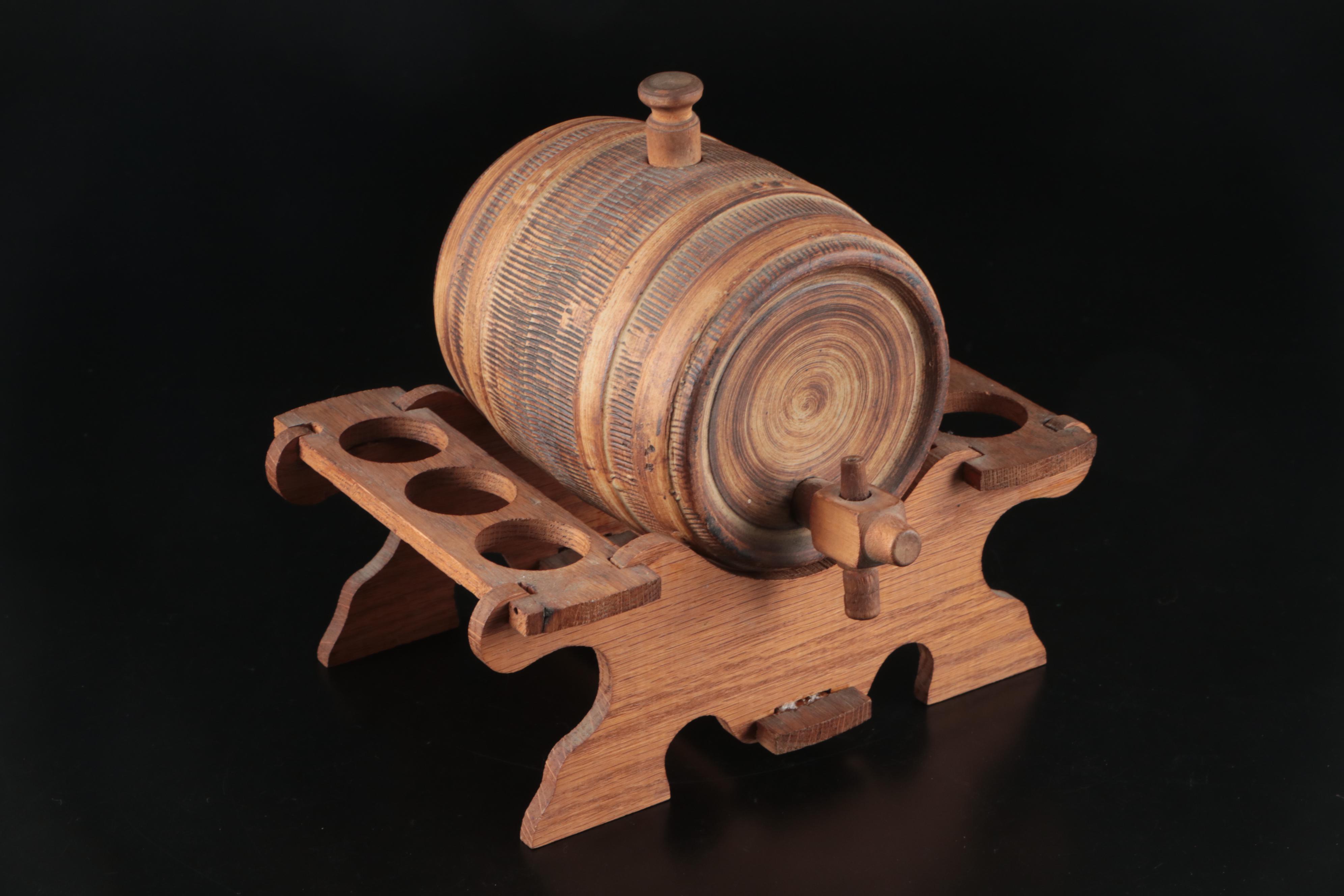 Metal Coffee Pot, Wooden Whiskey Barrel, and More Serveware