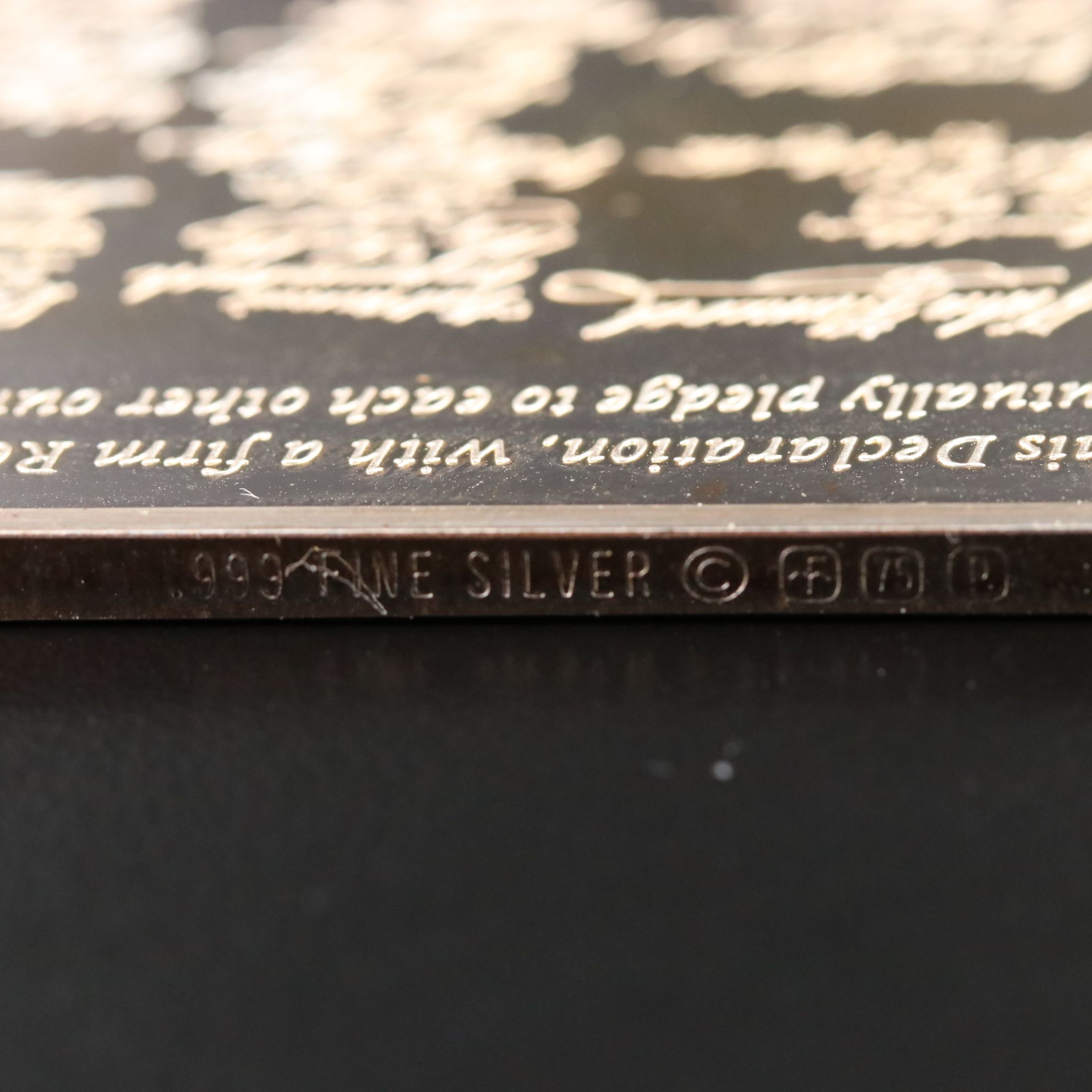 Declaration of Independence Commemorative .999 Silver Bar