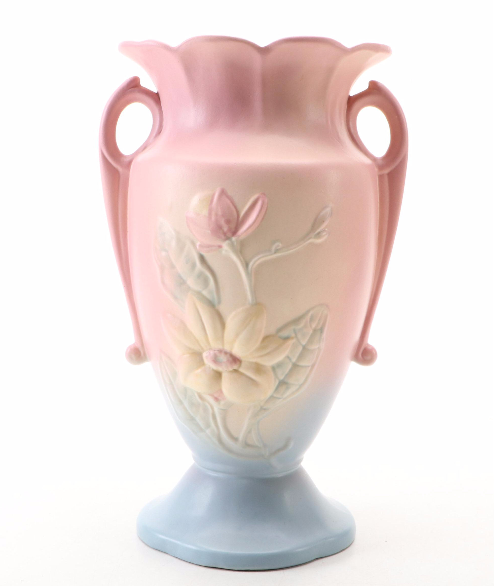 Hull Pottery "Wildflower" Amphora Vase with "Bow Knot" Basket Vase