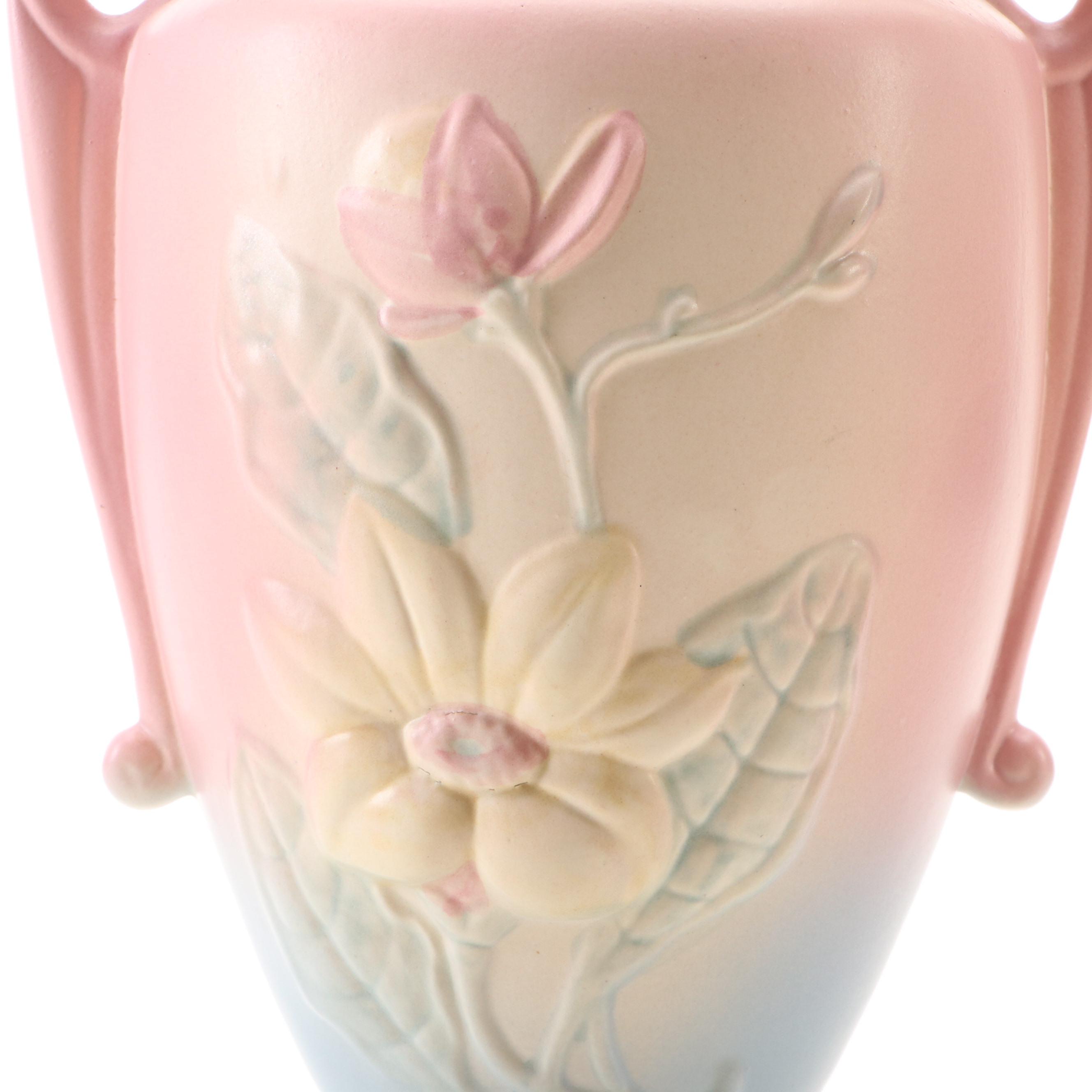 Hull Pottery "Wildflower" Amphora Vase with "Bow Knot" Basket Vase