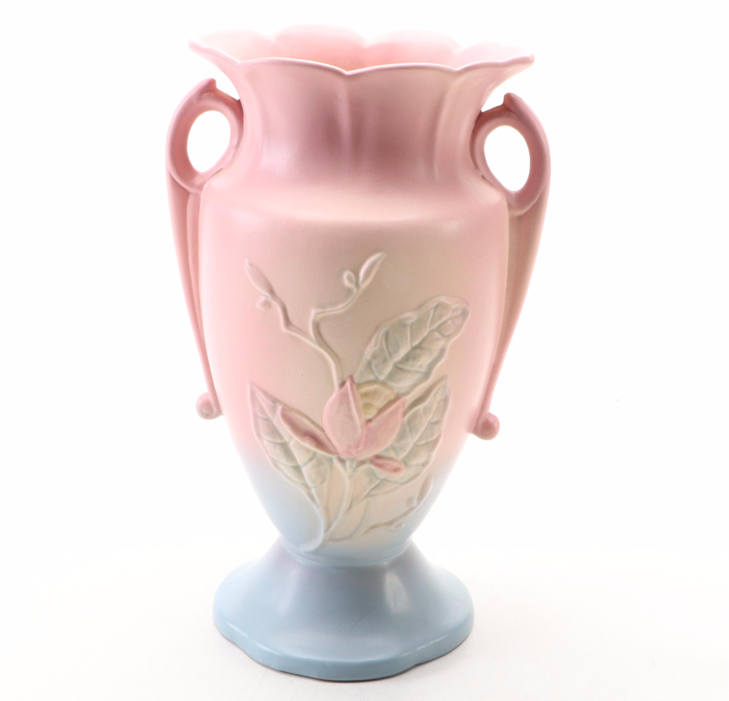 Hull Pottery "Wildflower" Amphora Vase with "Bow Knot" Basket Vase