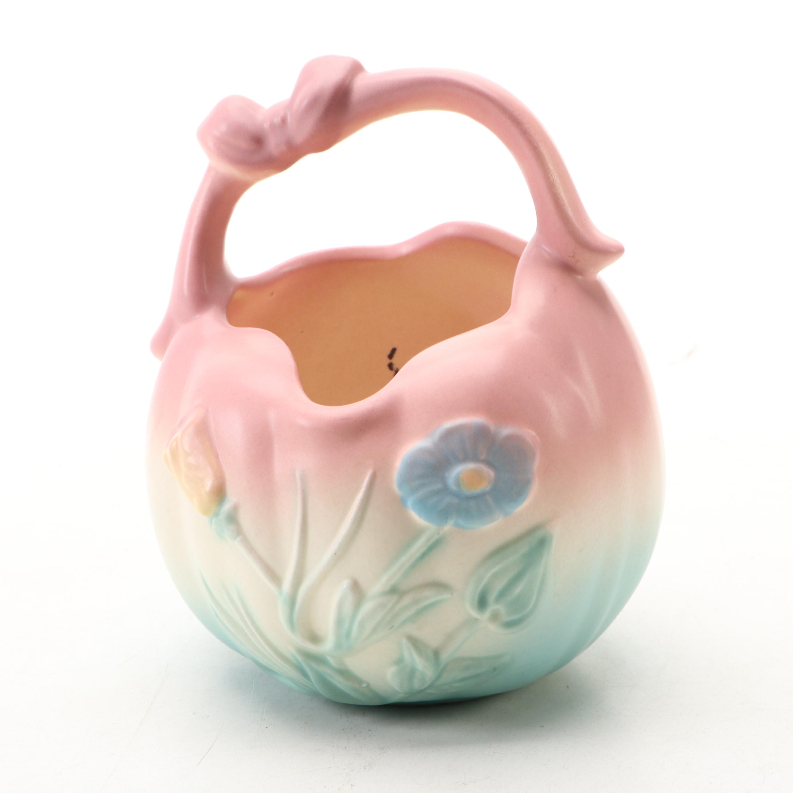 Hull Pottery "Wildflower" Amphora Vase with "Bow Knot" Basket Vase