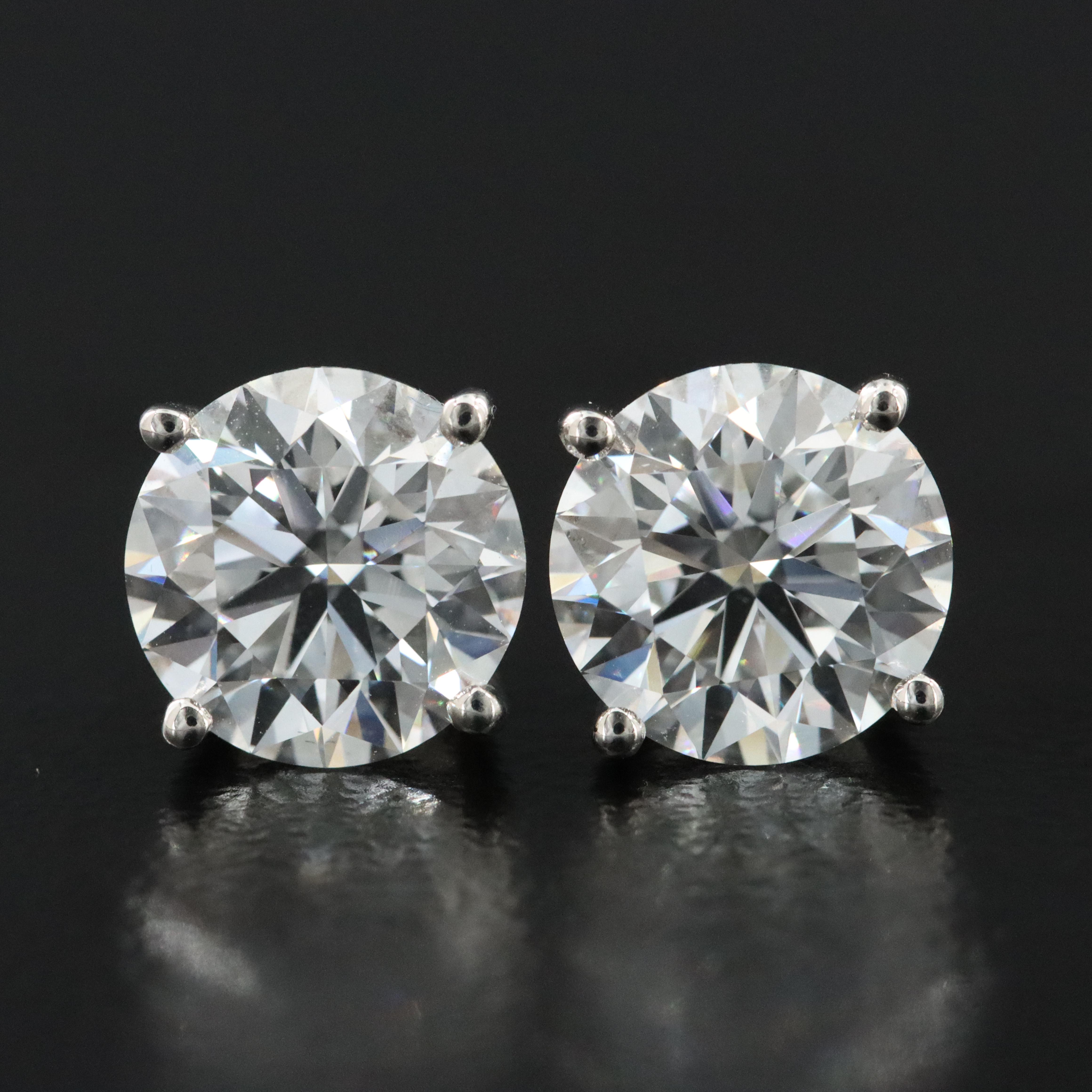 Platinum 3.46 CTW Lab Grown Diamond Stud Earrings with IGI Reports
