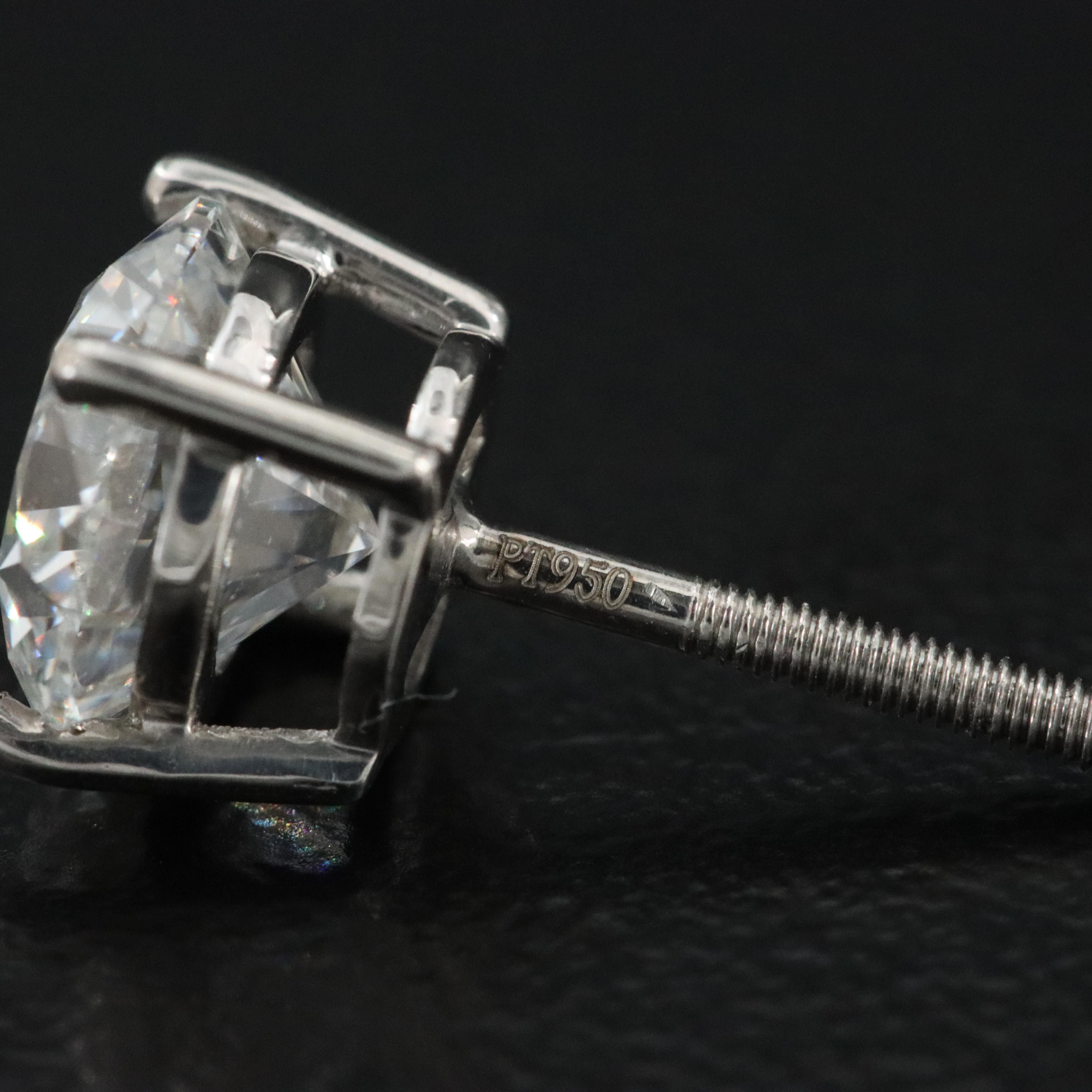 Platinum 3.46 CTW Lab Grown Diamond Stud Earrings with IGI Reports