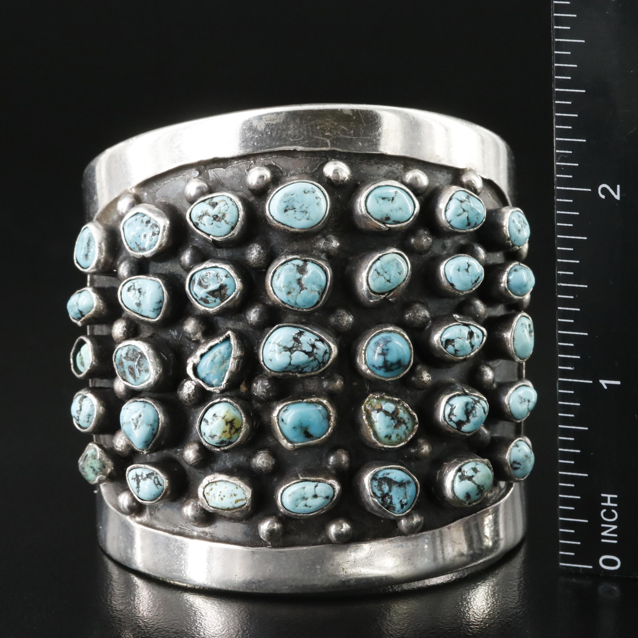 Southwestern Sterling Turquoise Wide Cuff