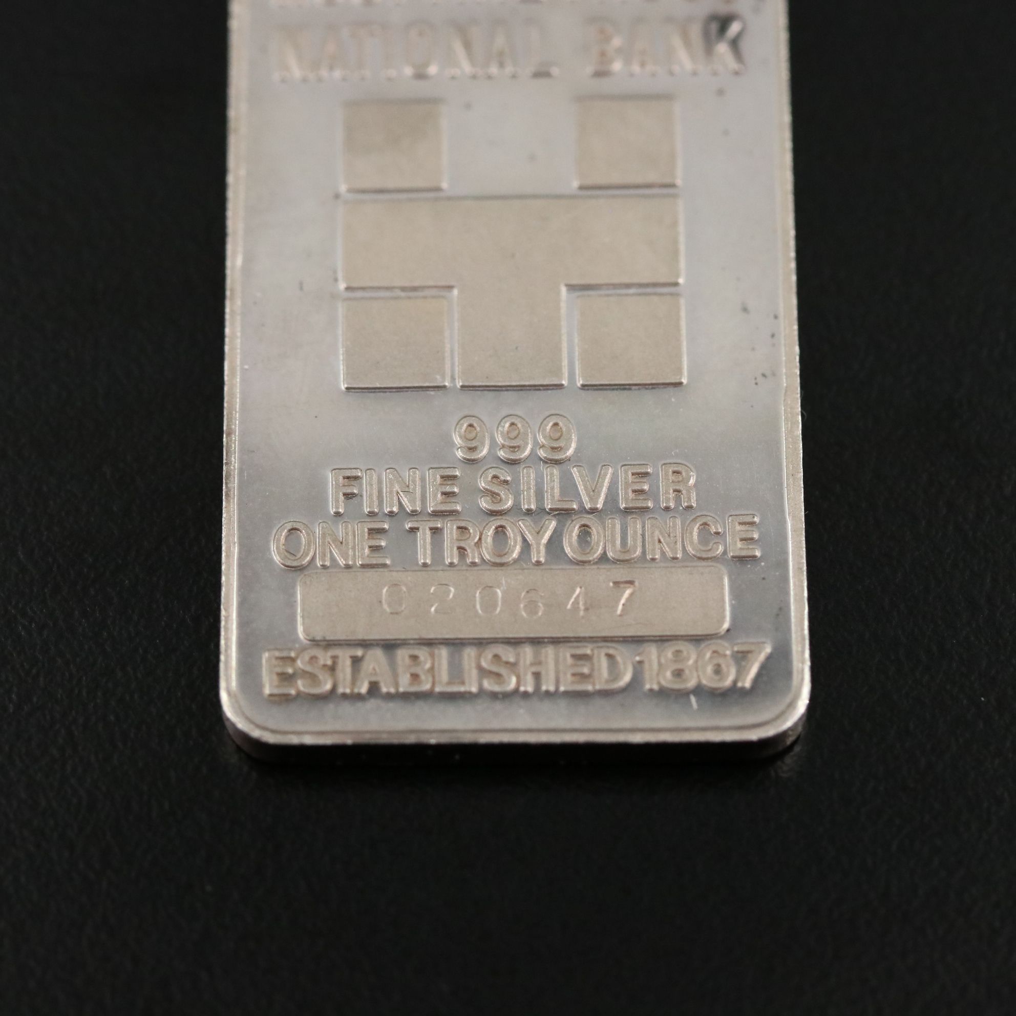 Hospital Trust National Bank One Ounce .999 Silver Bar