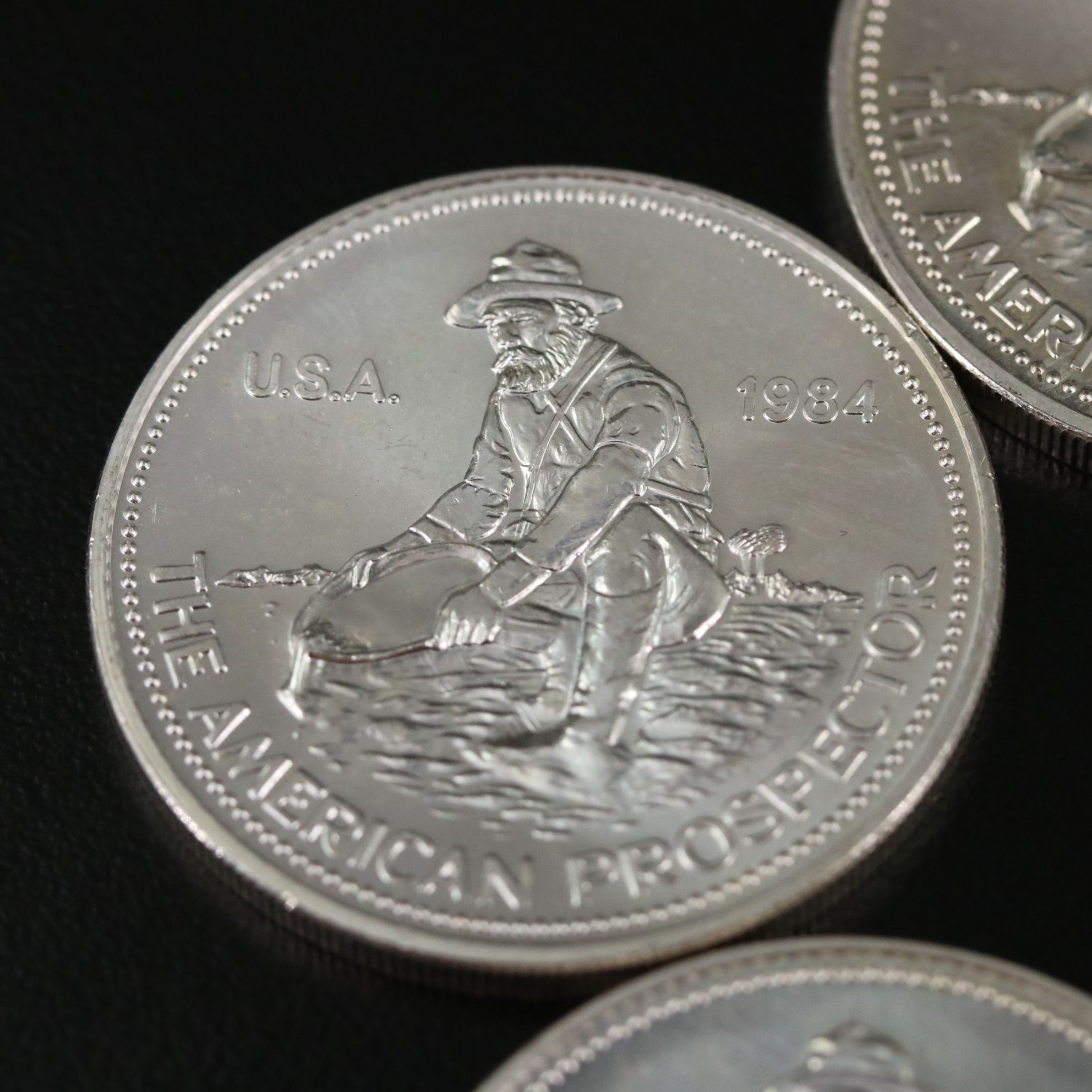 Five Engelhard Prospector One Ounce .999 Silver Rounds