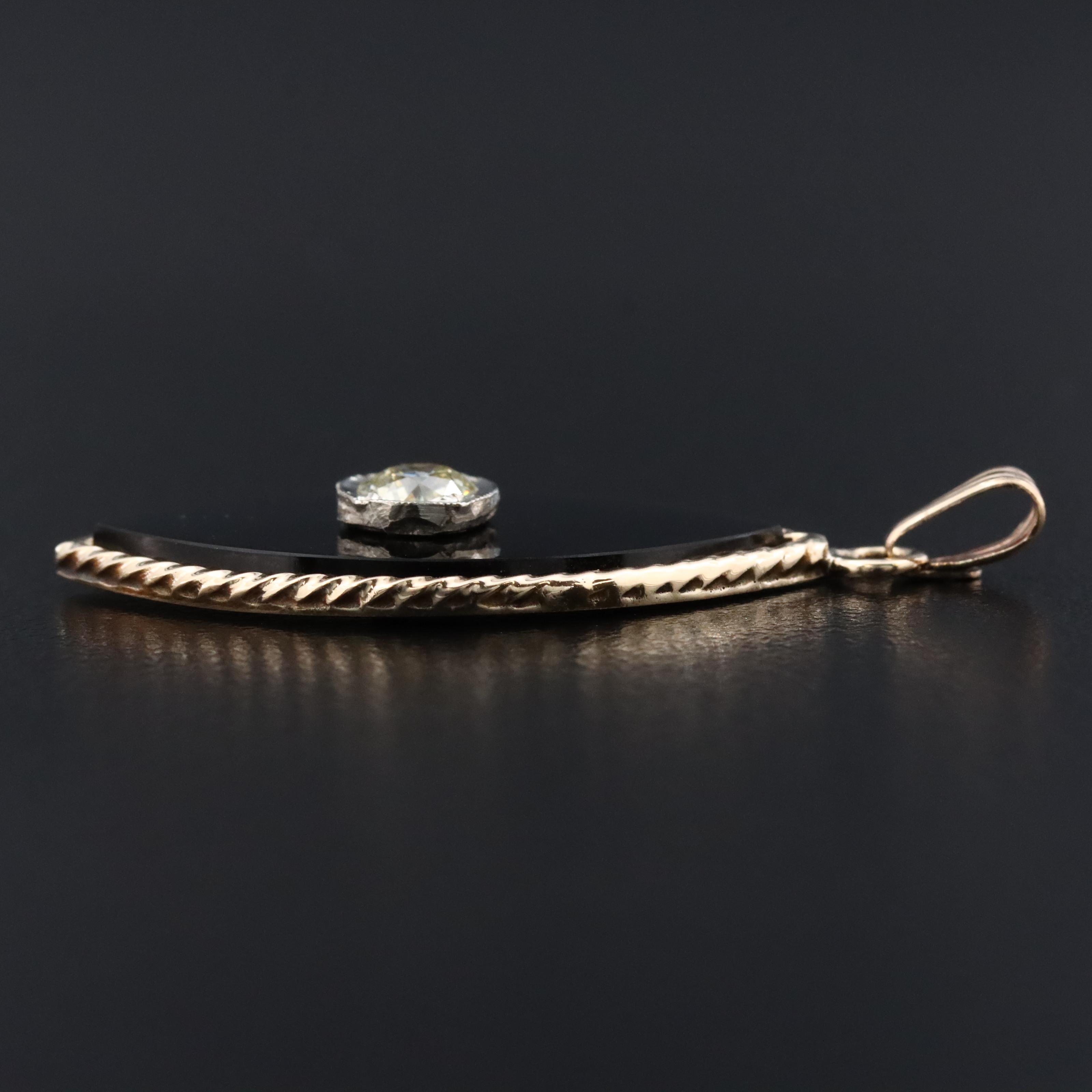 14K Black Onyx and Lab Grown Diamond Pendant