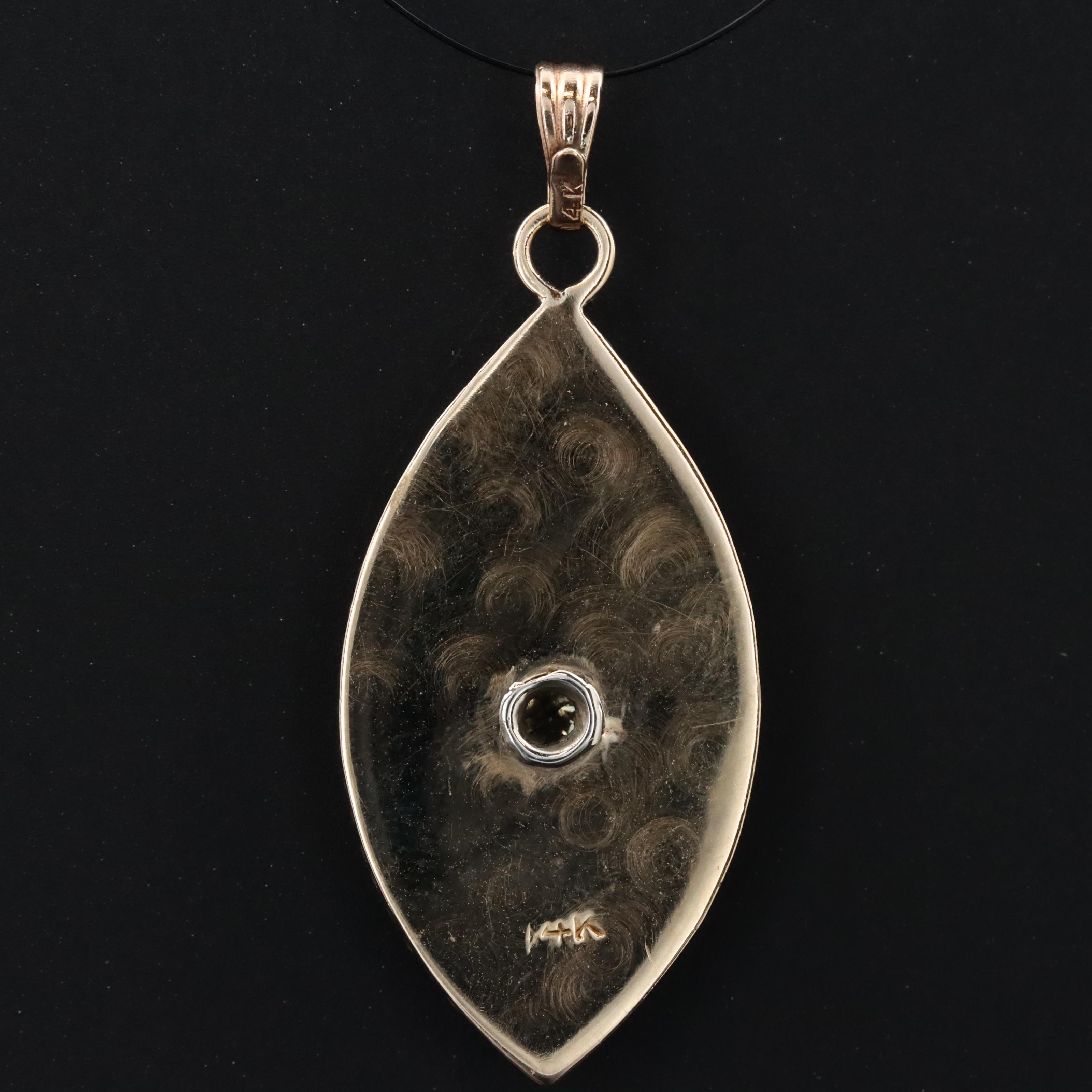 14K Black Onyx and Lab Grown Diamond Pendant