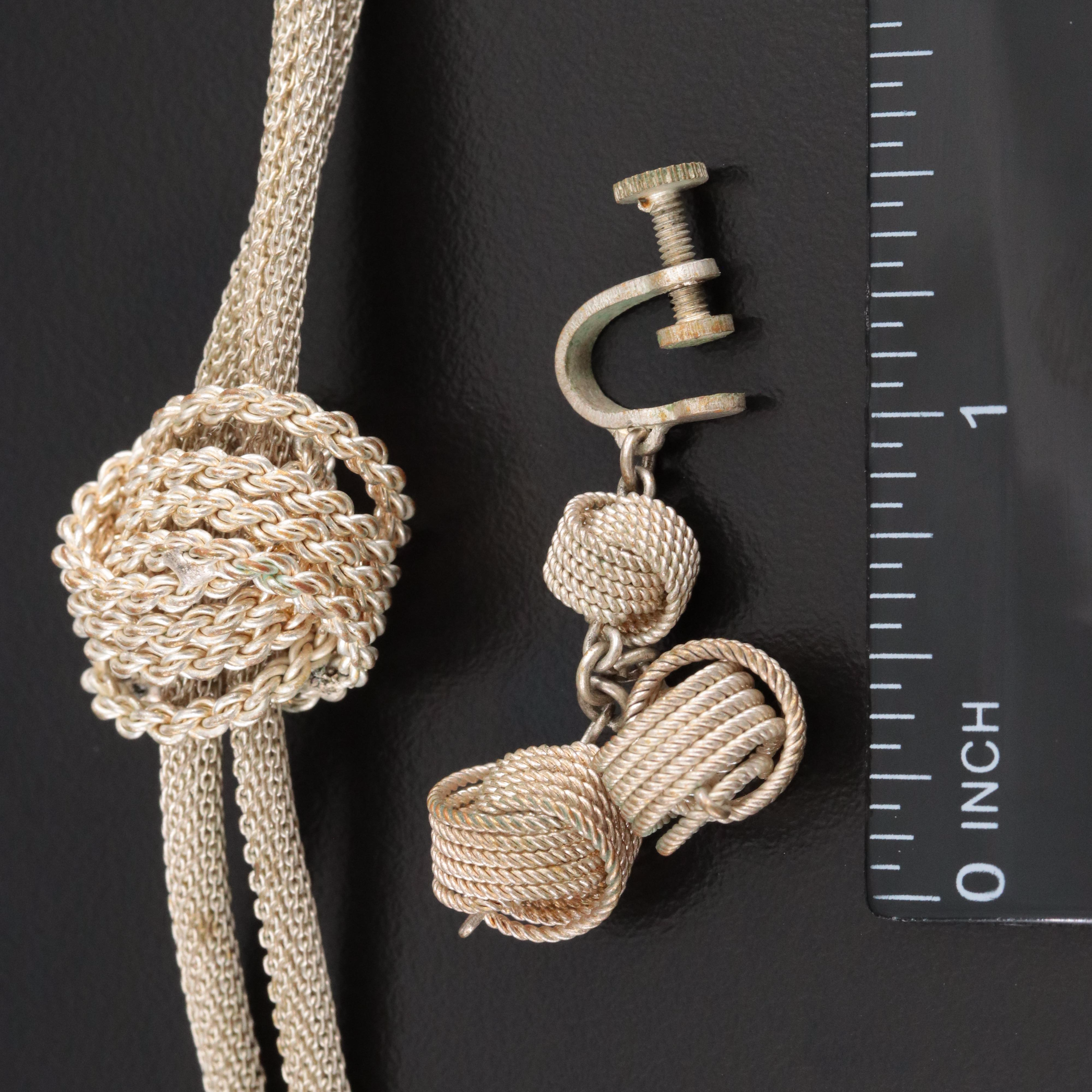 Mesh Knot Necklace with Single Earring