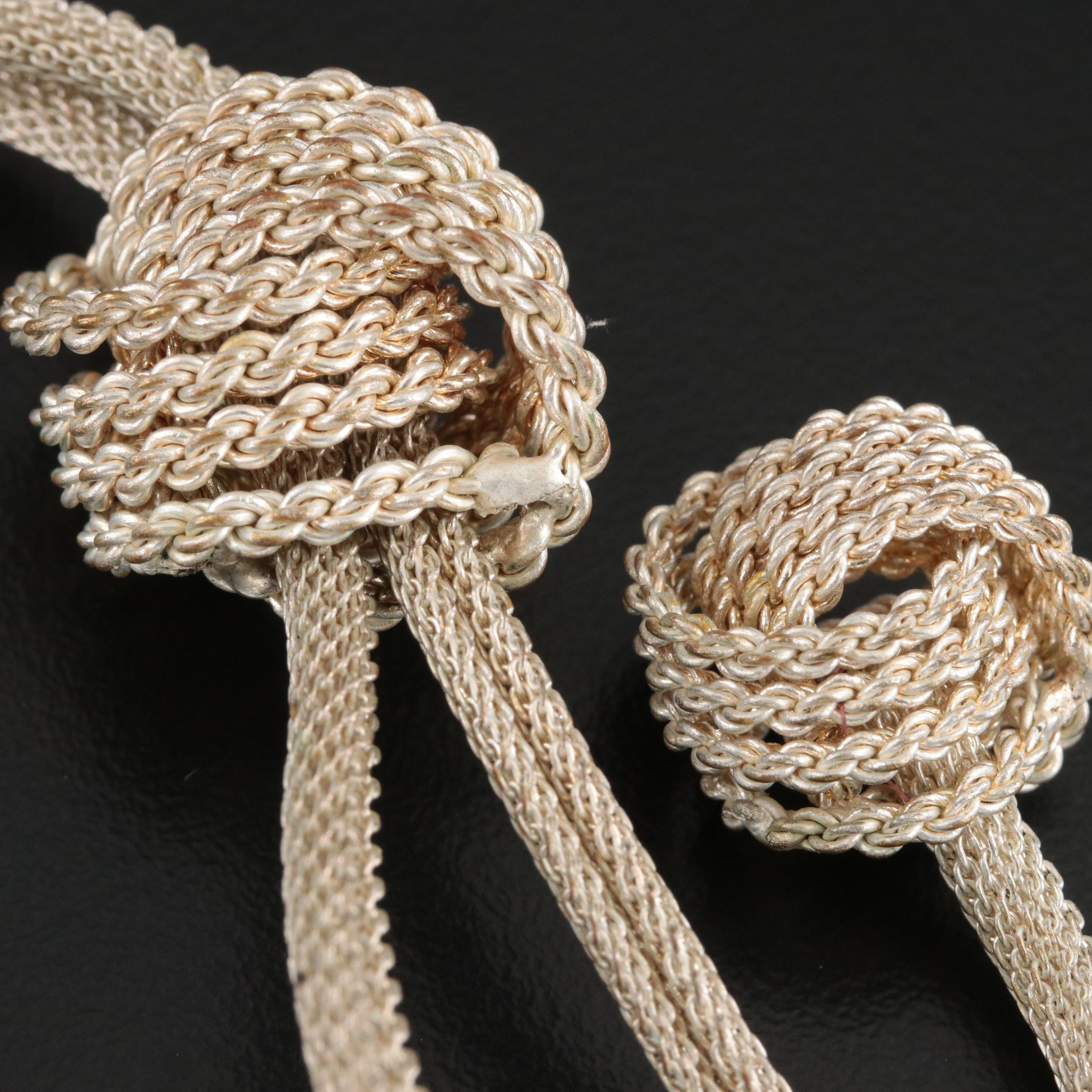 Mesh Knot Necklace with Single Earring