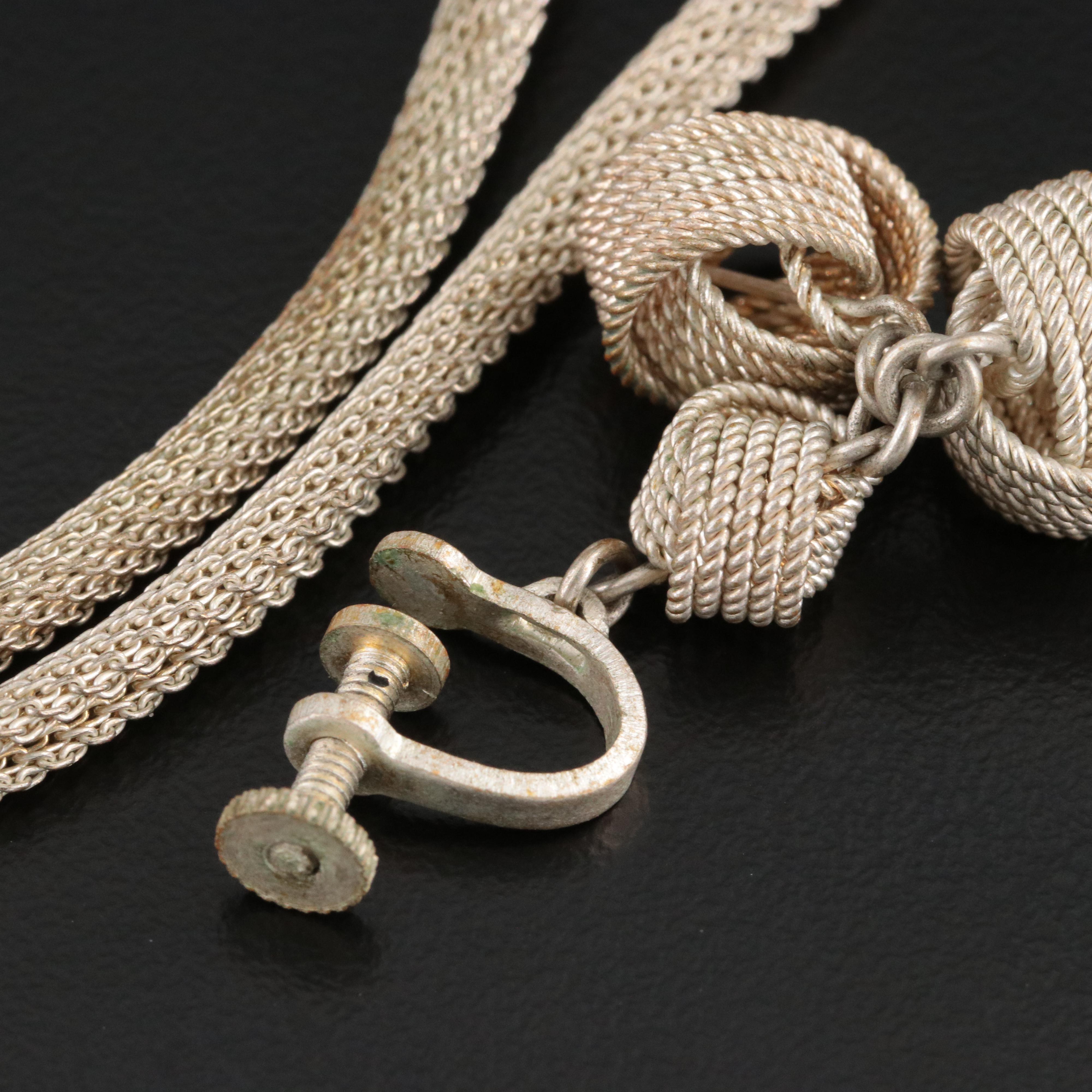 Mesh Knot Necklace with Single Earring