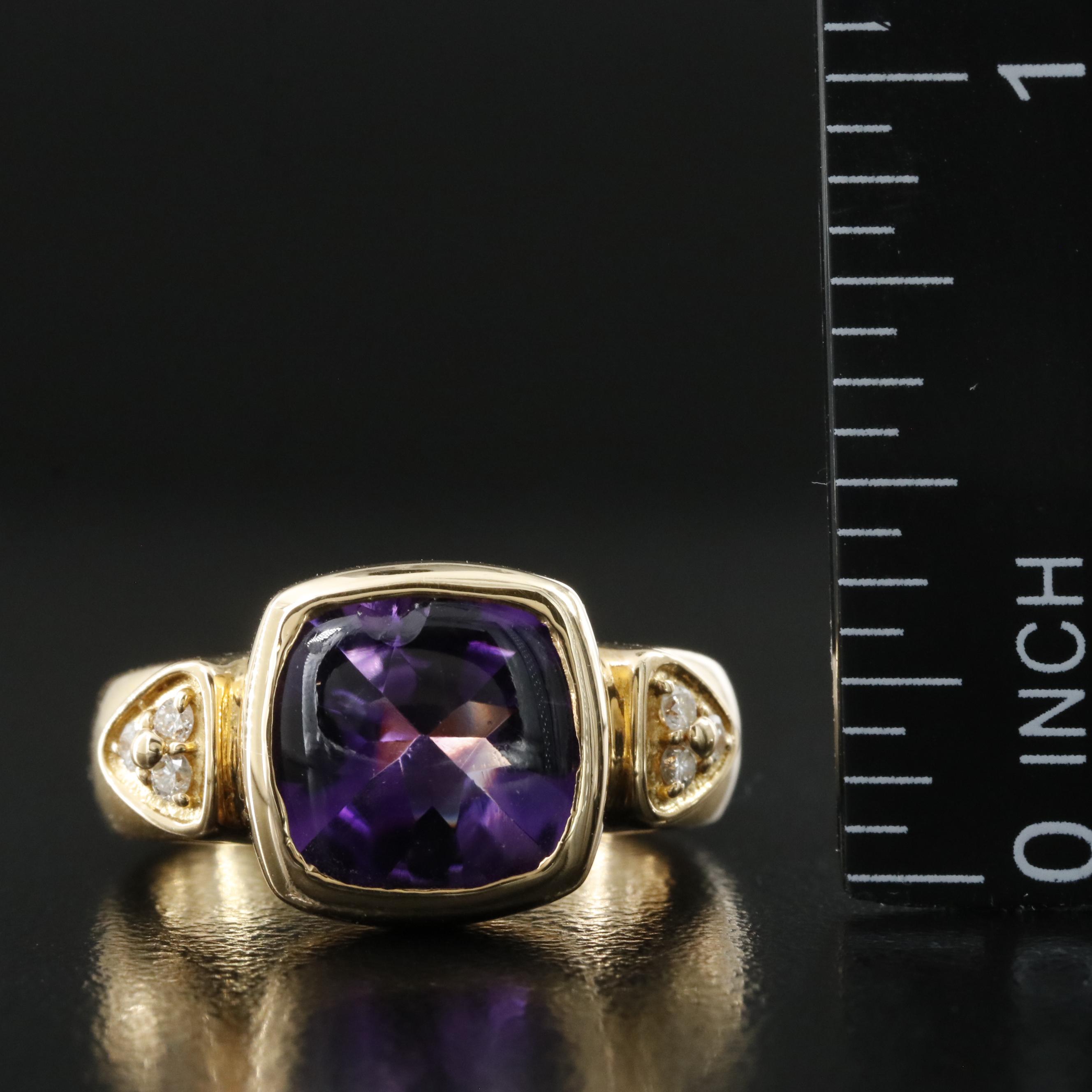 18K Amethyst and Diamond Ring