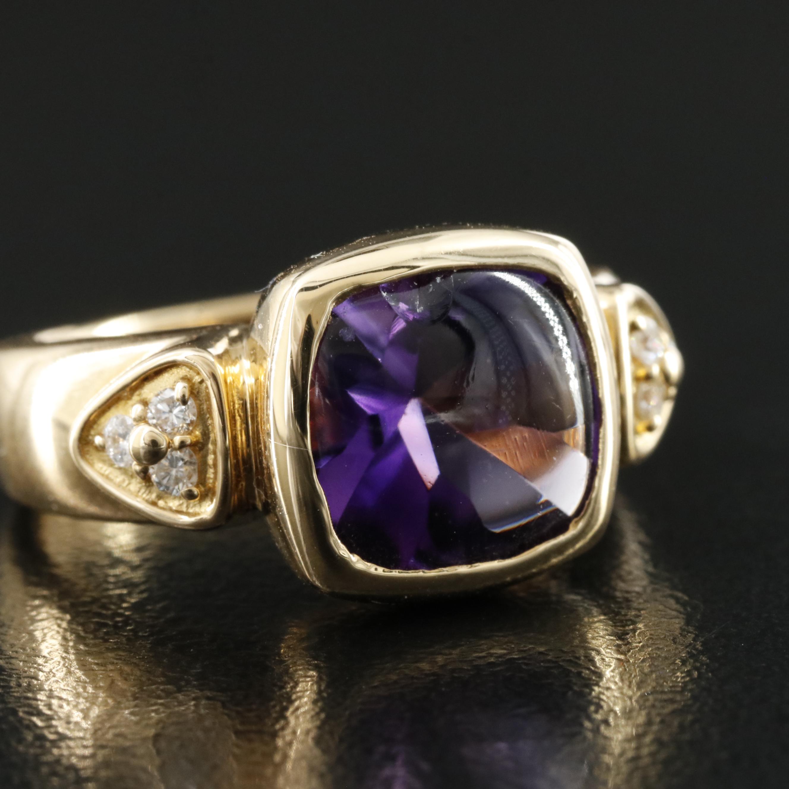 18K Amethyst and Diamond Ring