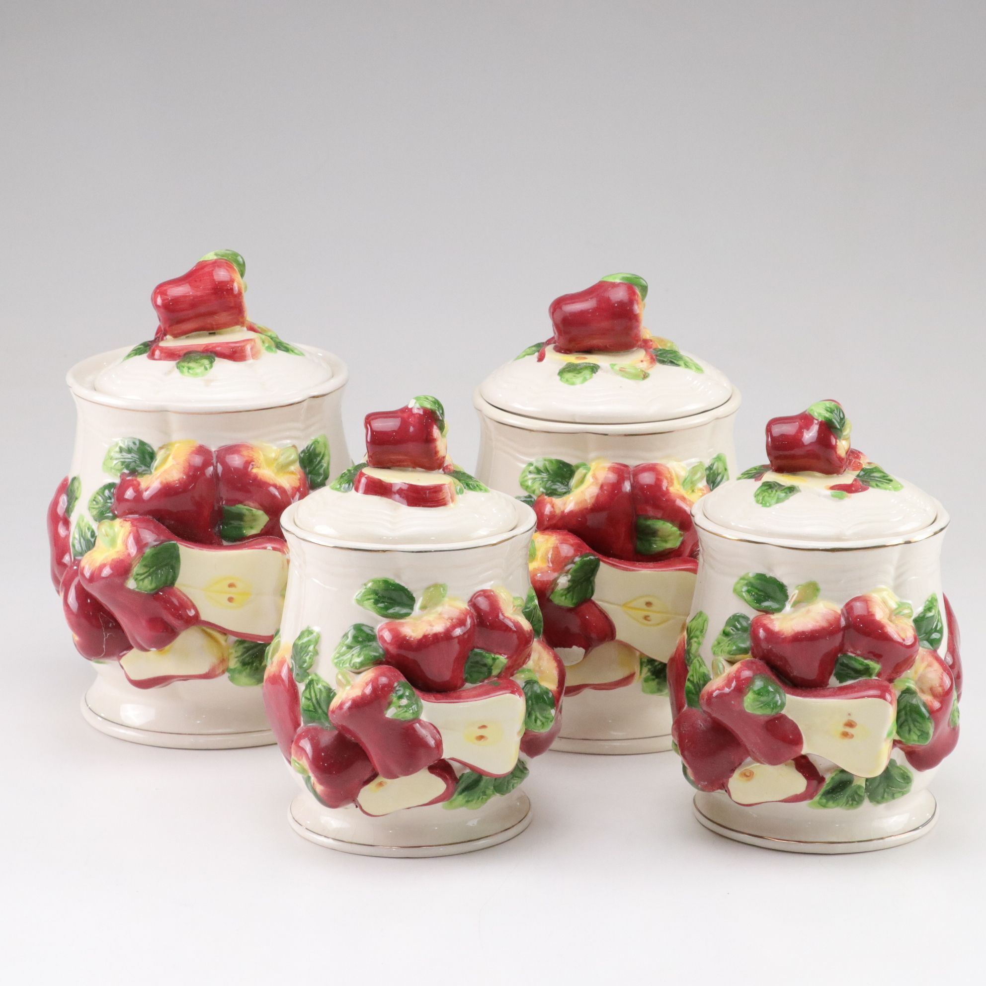 Apple Themed Ceramic Kitchen Canisters