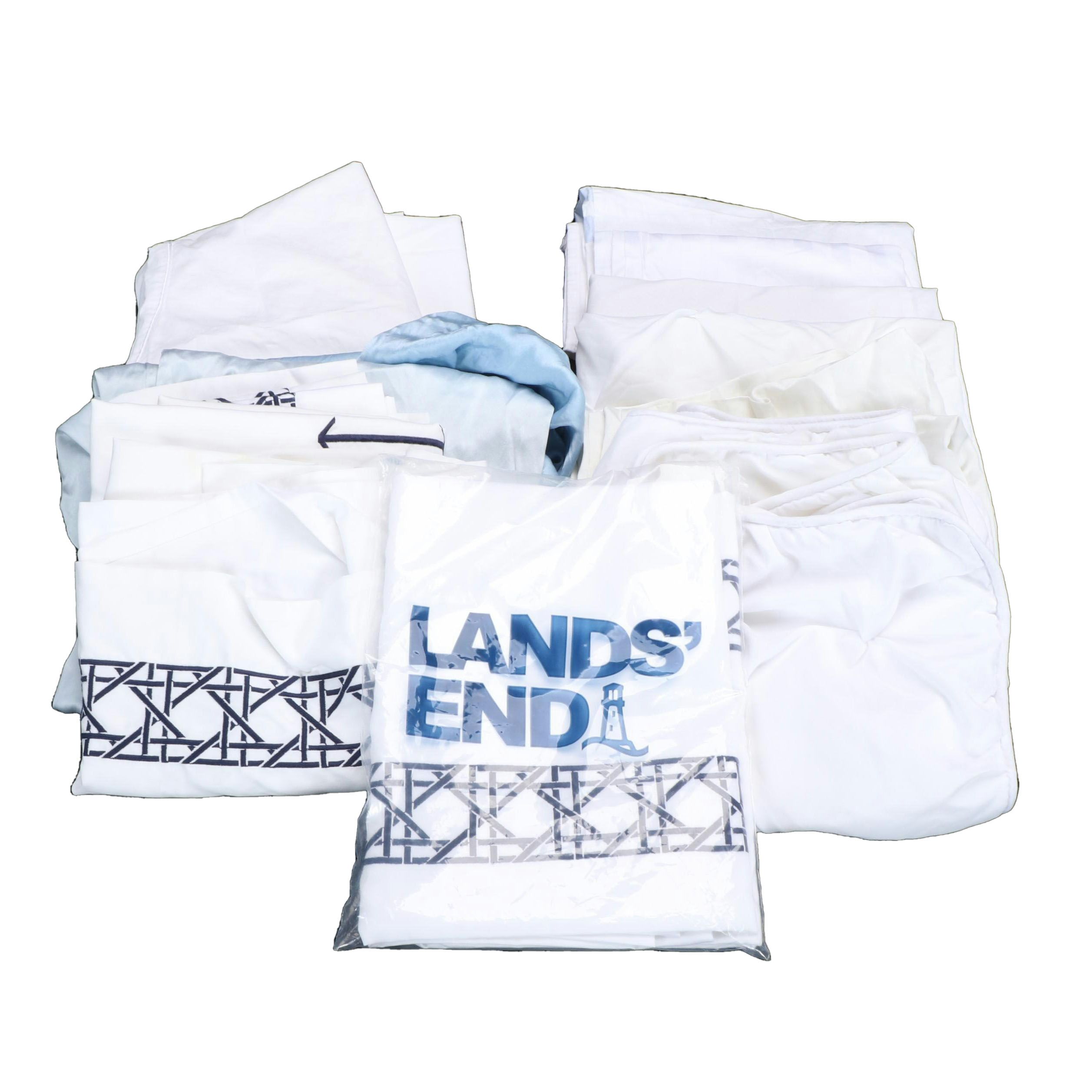 Lands' End Embroidered Cotton Pillowcases with Other Silk Pillowcases