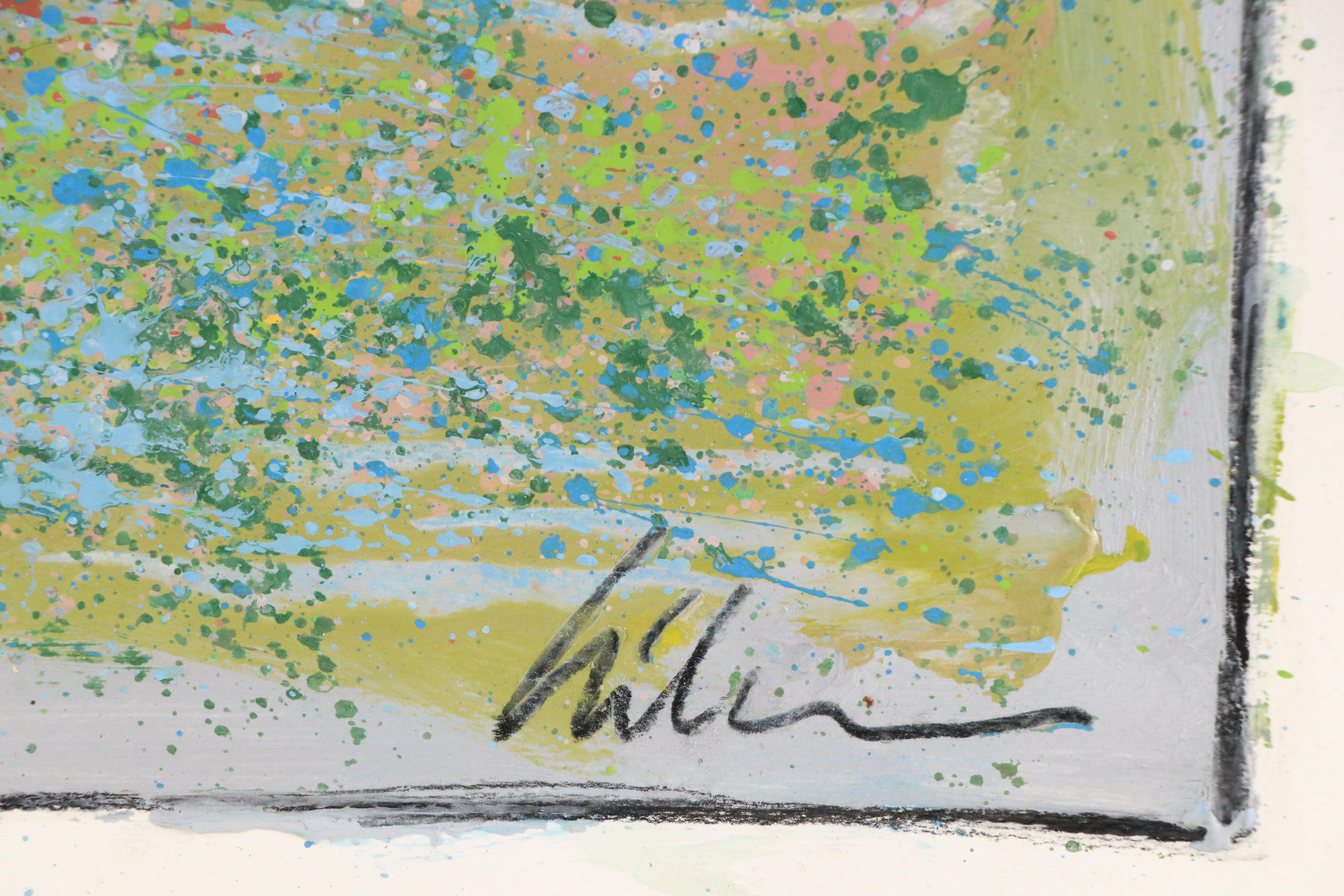 Harry Hilson Abstracted Landscape Painting, Late 20th Century