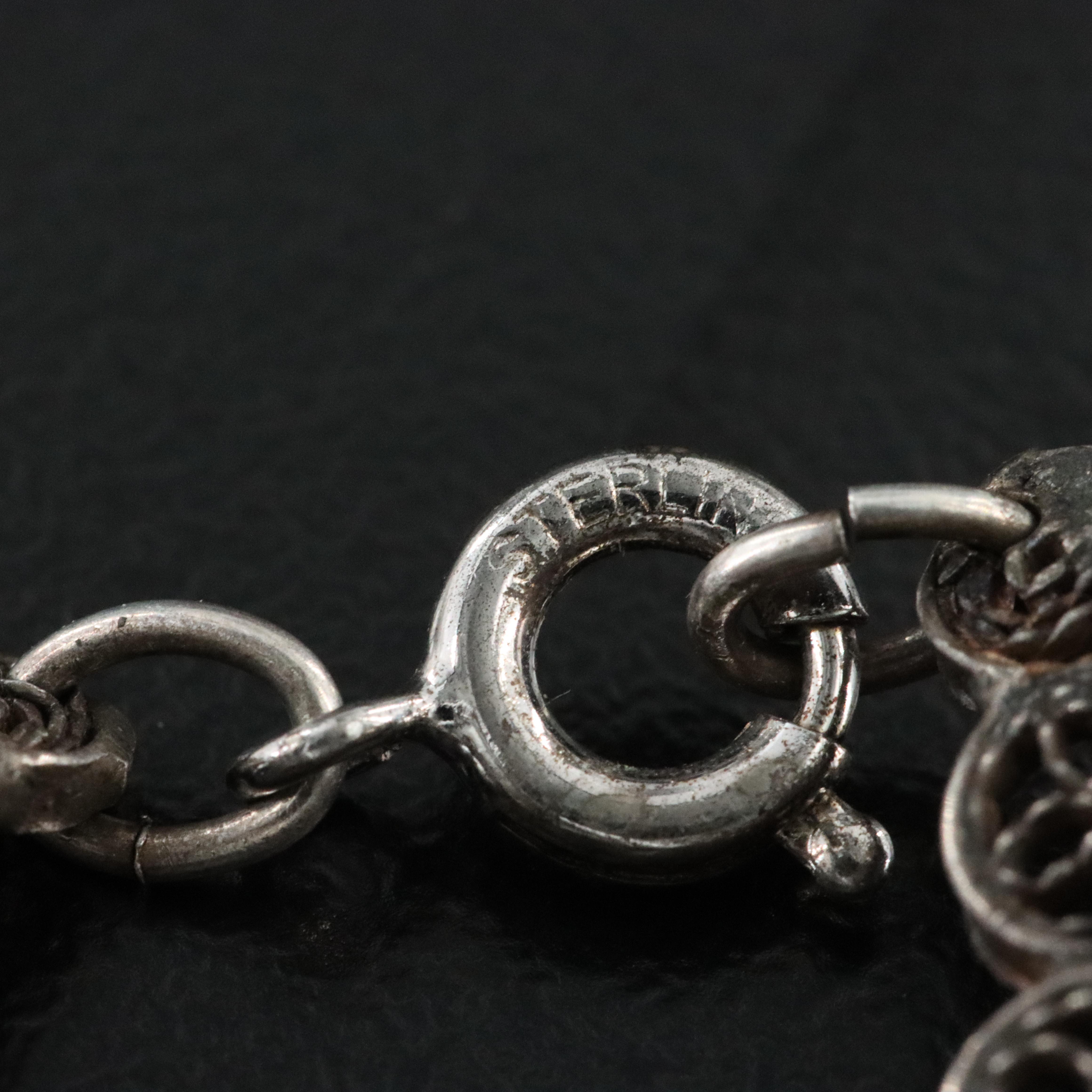 Sterling Delft Windmill Ceramic Filigree Bracelet