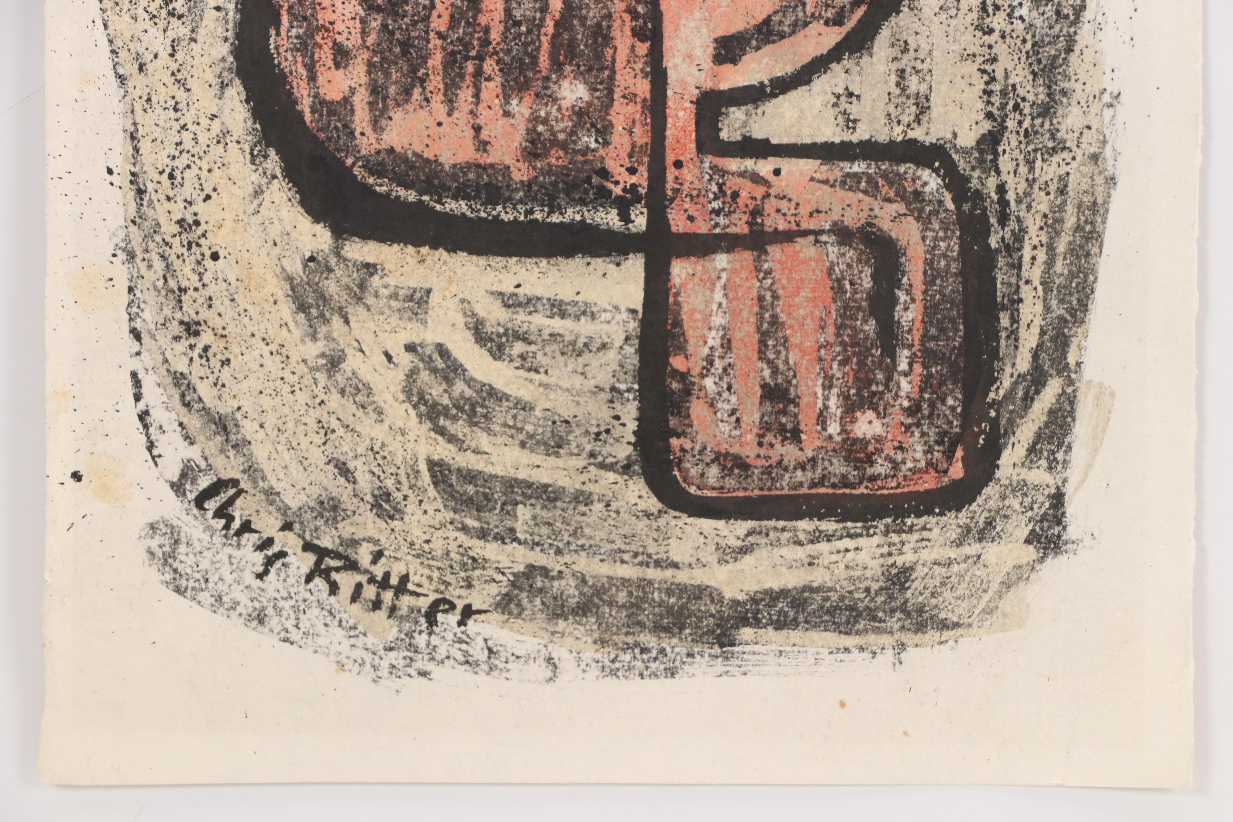 Chris Ritter Abstract Expressionist Watercolor Painting, Circa 1940