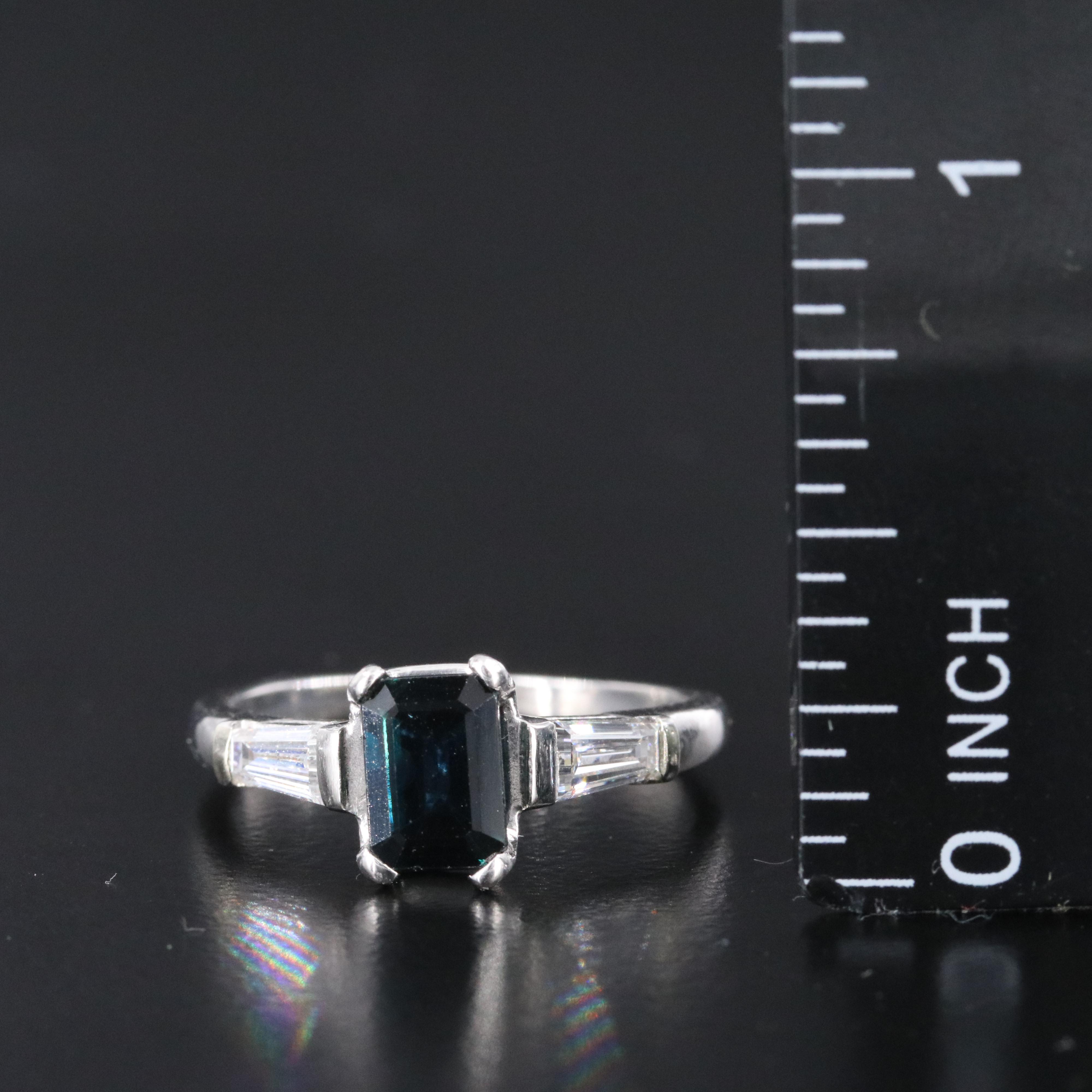 Platinum Sapphire and Lab Grown Diamond Ring