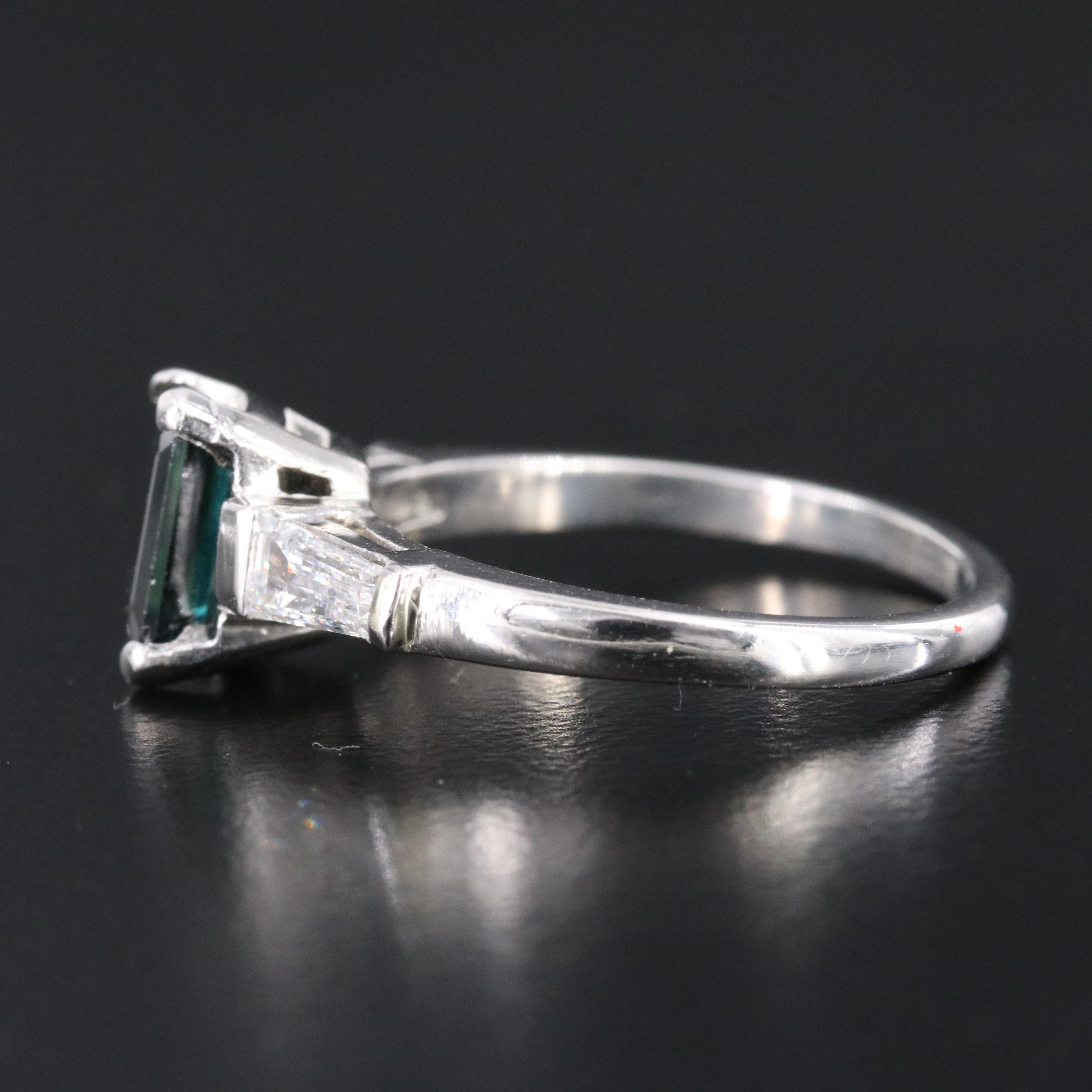 Platinum Sapphire and Lab Grown Diamond Ring