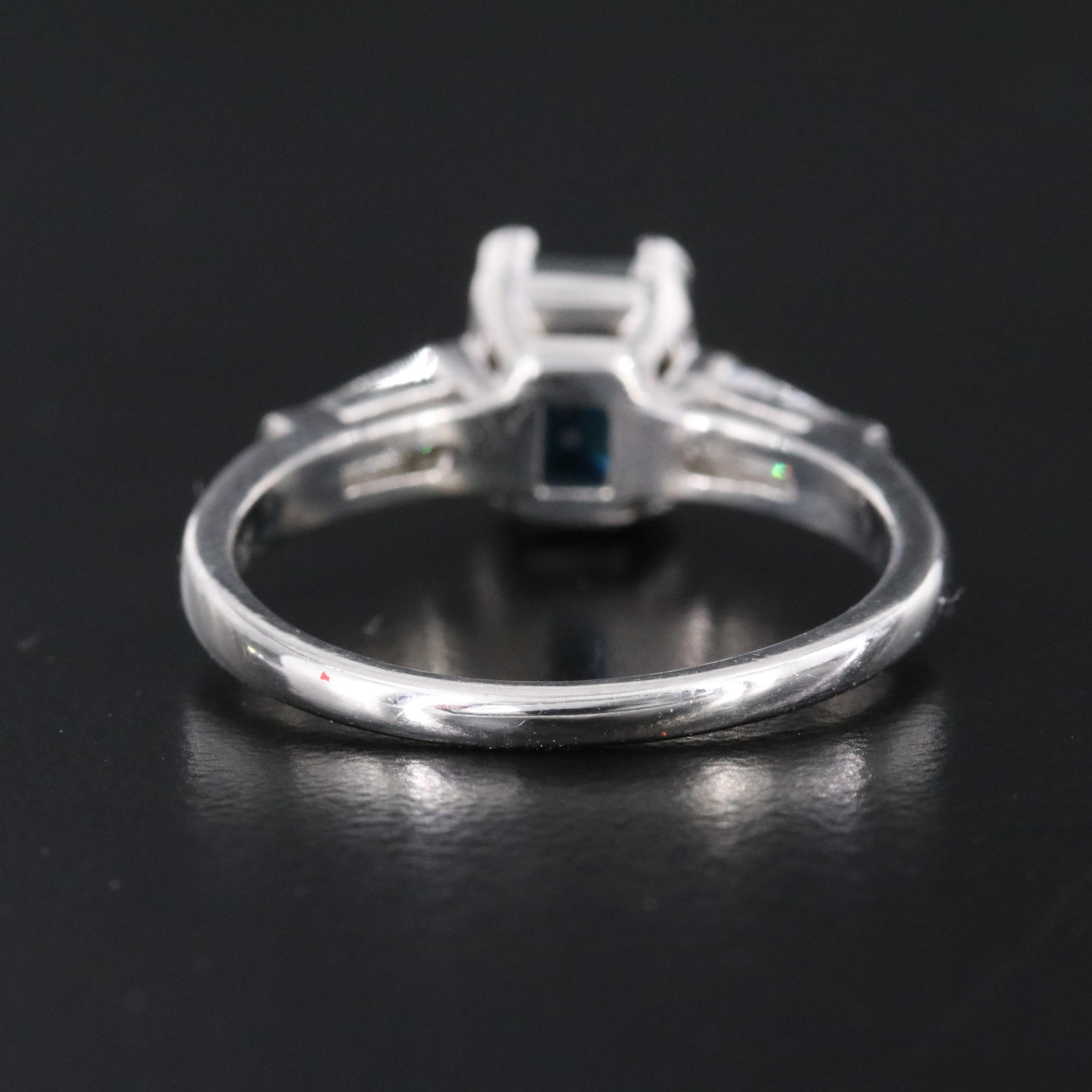 Platinum Sapphire and Lab Grown Diamond Ring