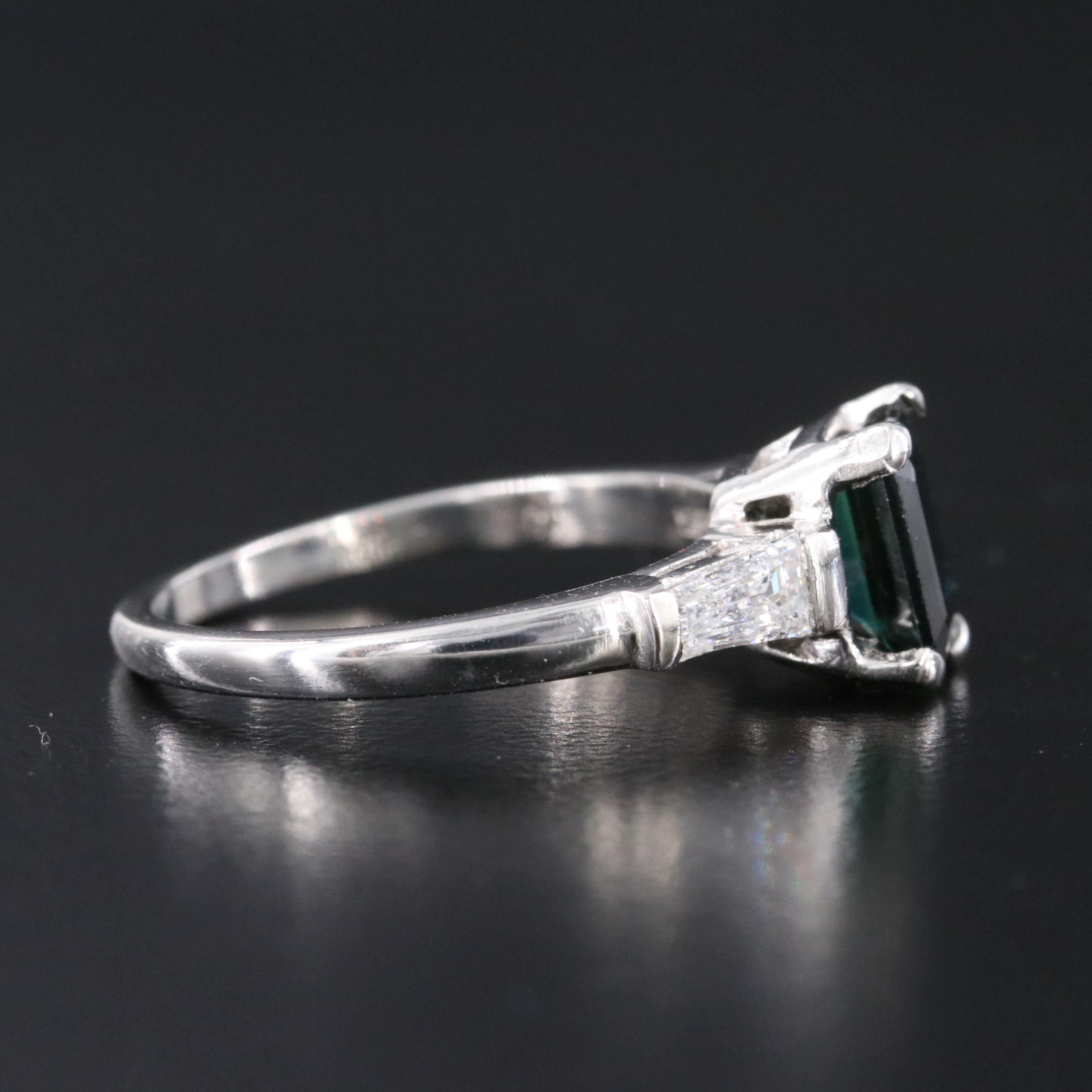 Platinum Sapphire and Lab Grown Diamond Ring