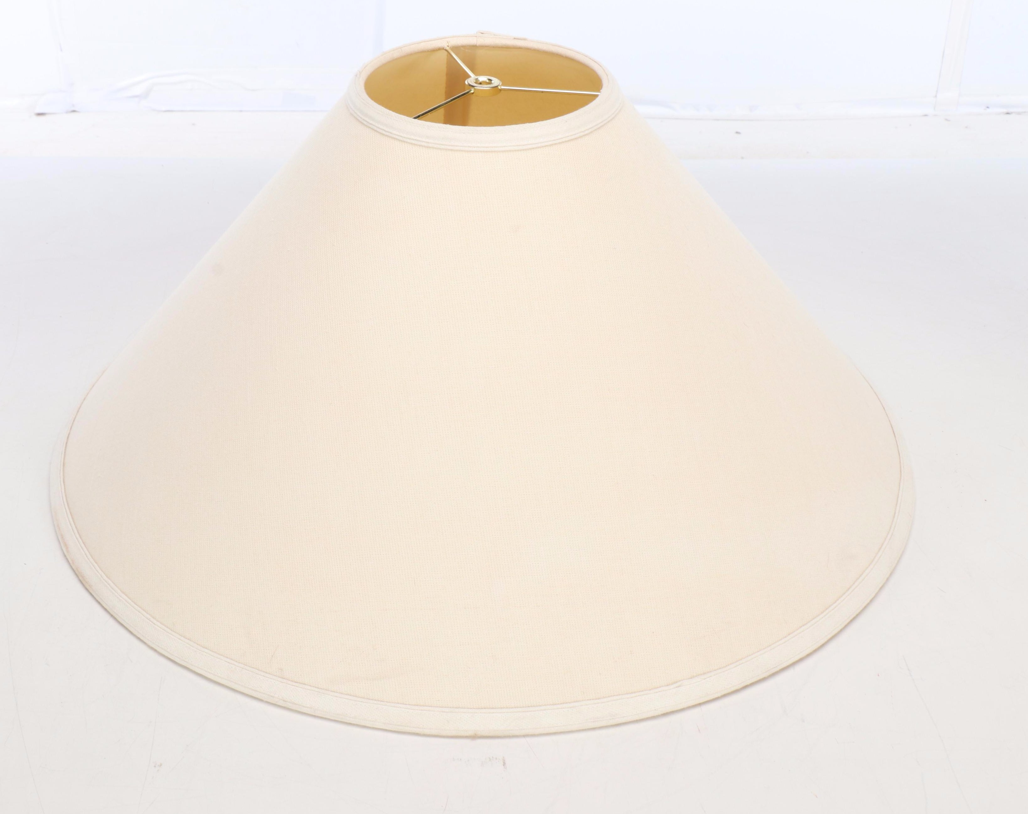 Larry and Terry Brown MCM Hand-Incised Stoneware Table Lamp with Cotton Shade