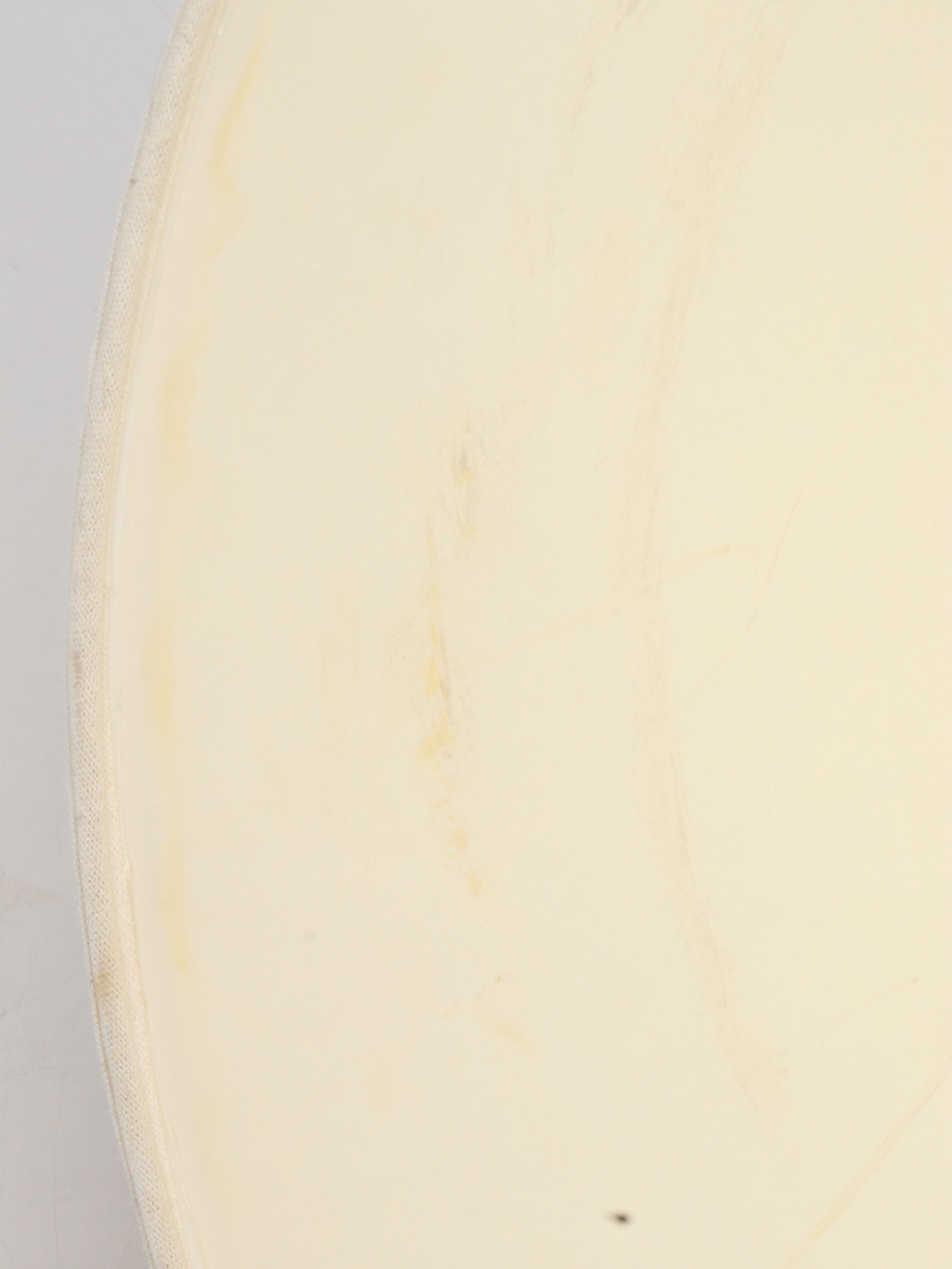 Larry and Terry Brown MCM Hand-Incised Stoneware Table Lamp with Cotton Shade