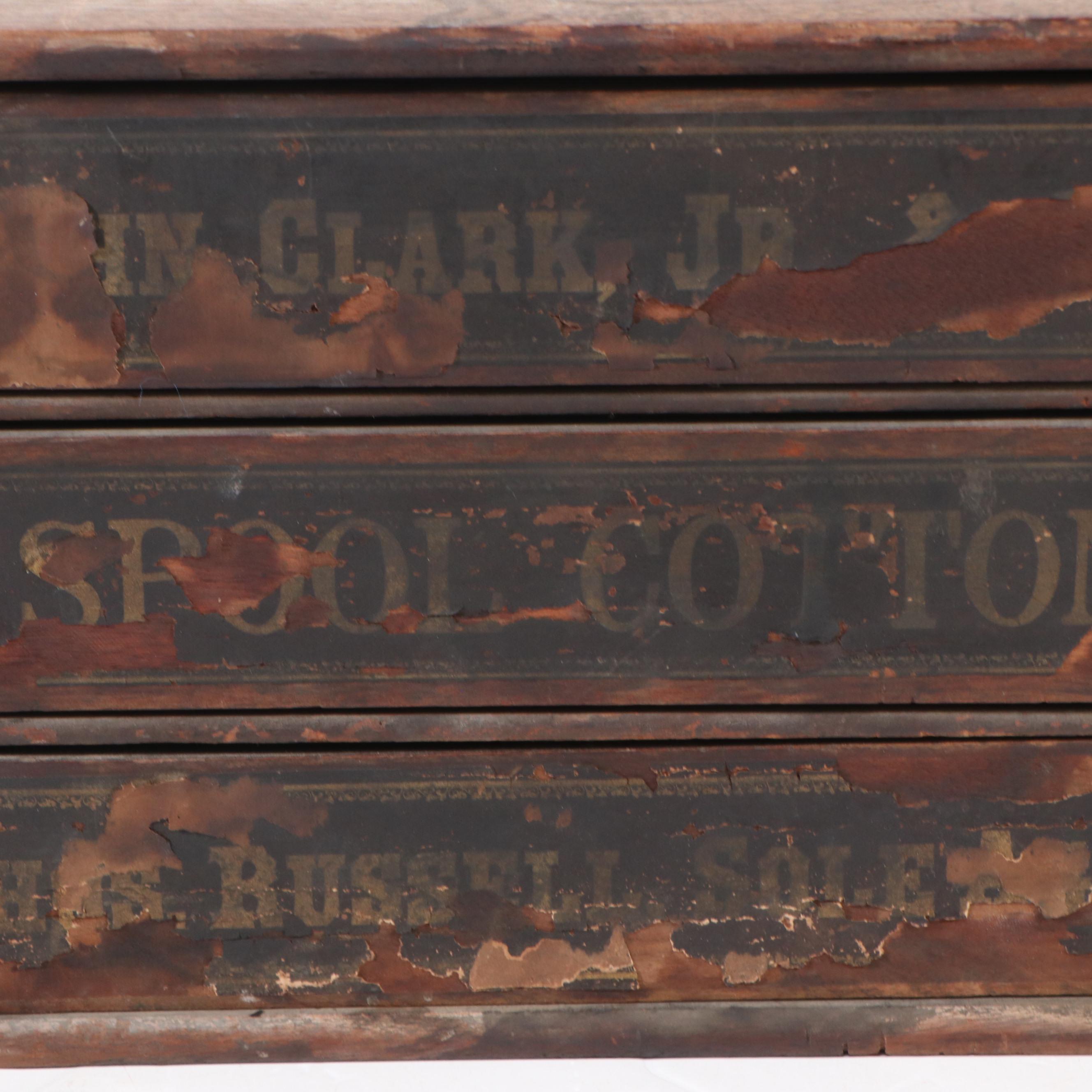 Victorian John Clark, Jr & Co Wooden Three Drawer Spool Cabinet