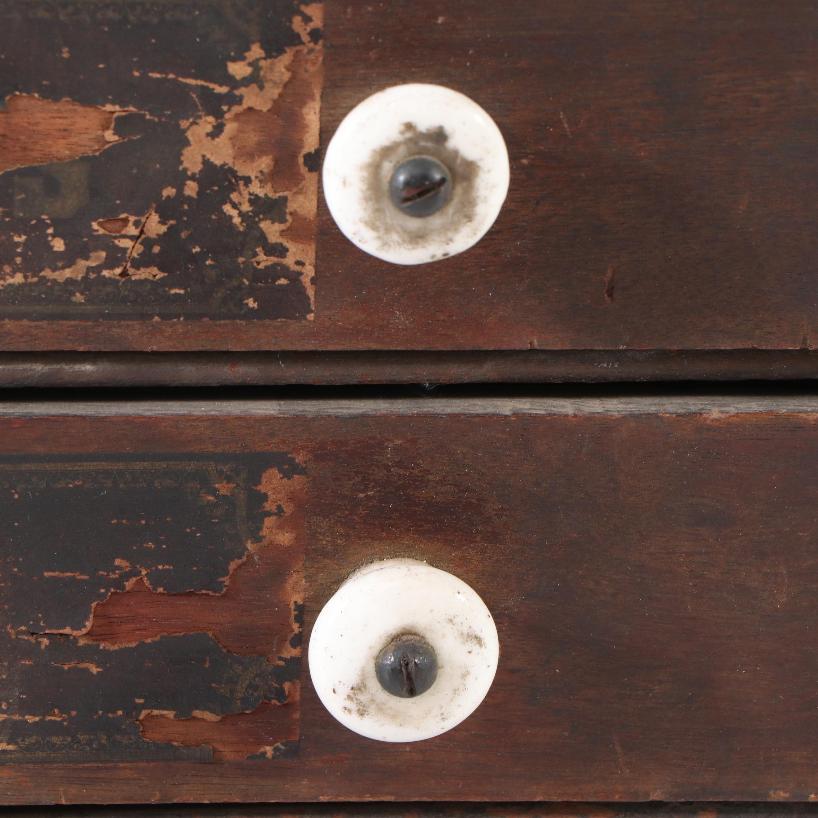Victorian John Clark, Jr & Co Wooden Three Drawer Spool Cabinet