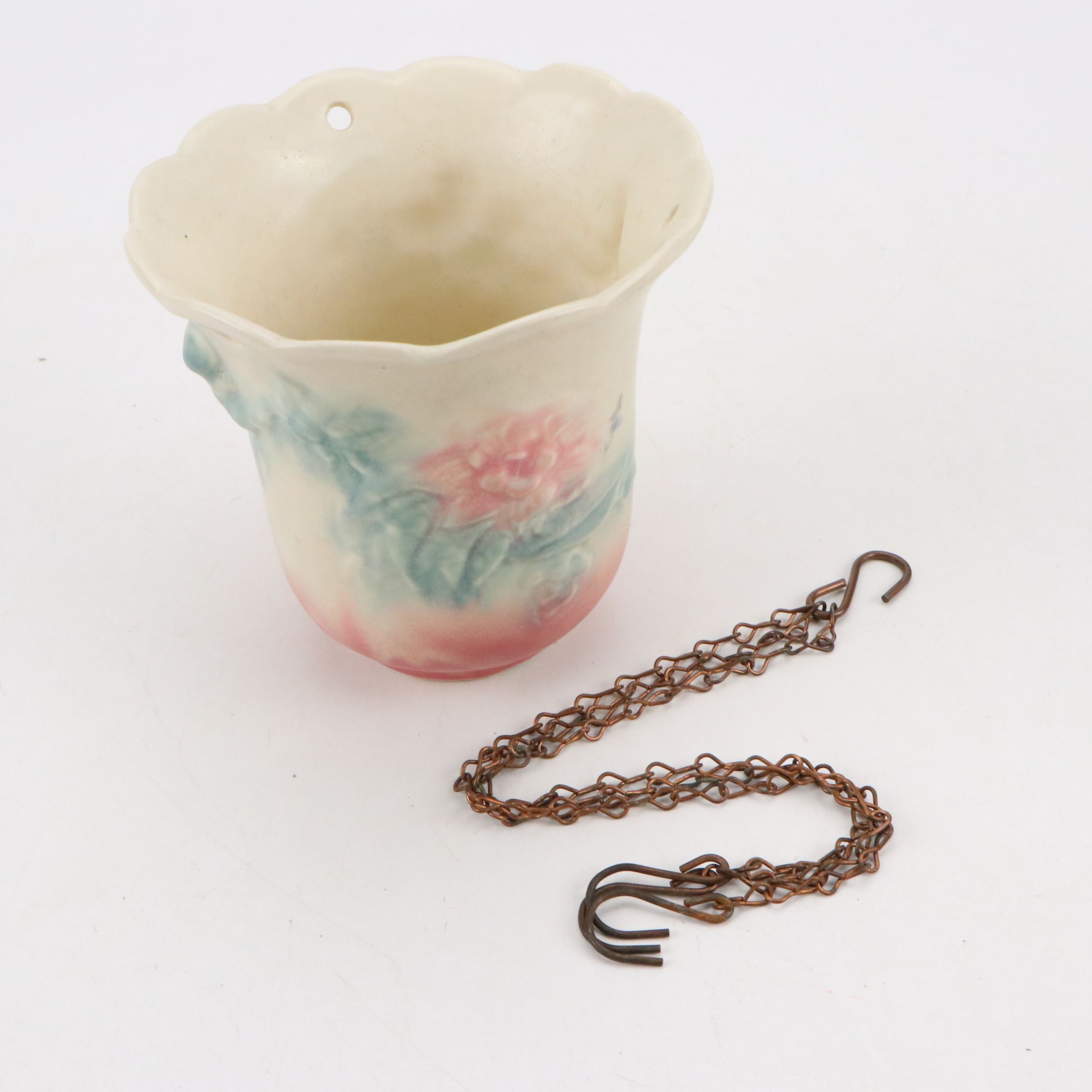 Roseville Pottery Sugar Bowl with Hull Pottery Hanging Planter and Tableware